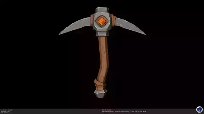 Stylized Miners Pickaxe 3D Model - AI