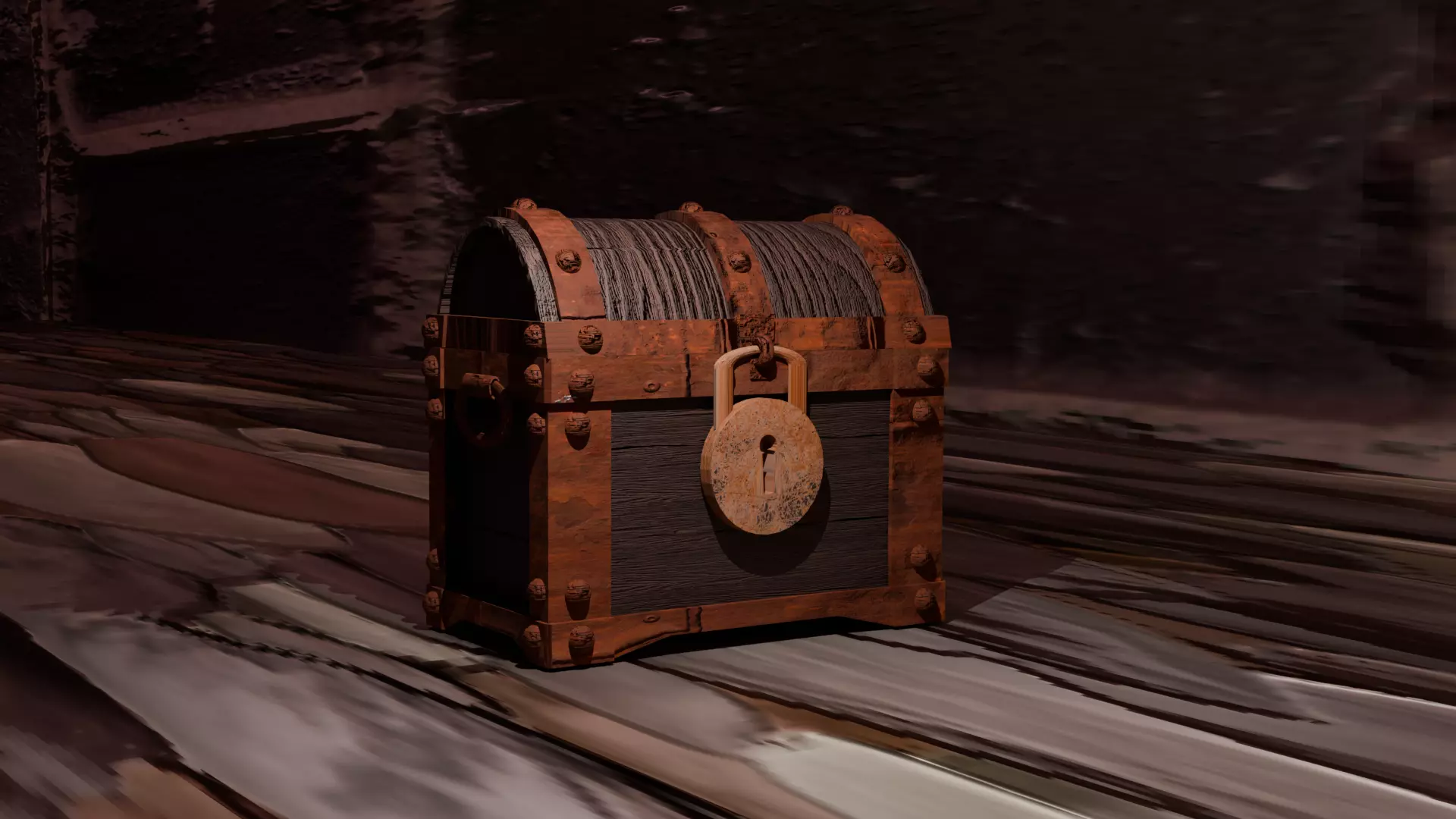 Ancient Rusted Treasure Chest Free 3D model