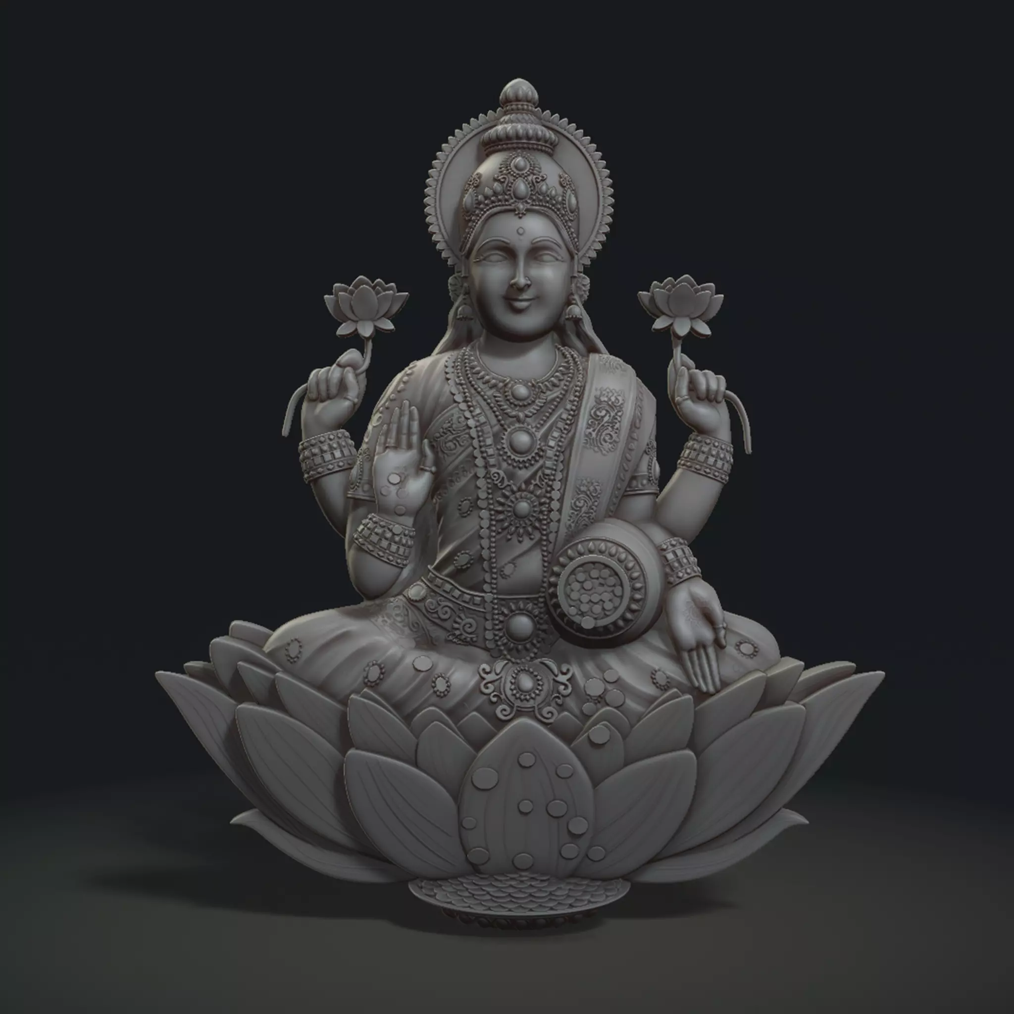 Goddess Lakshmi 3D Model STL File for 3D Printing 3D print model_0