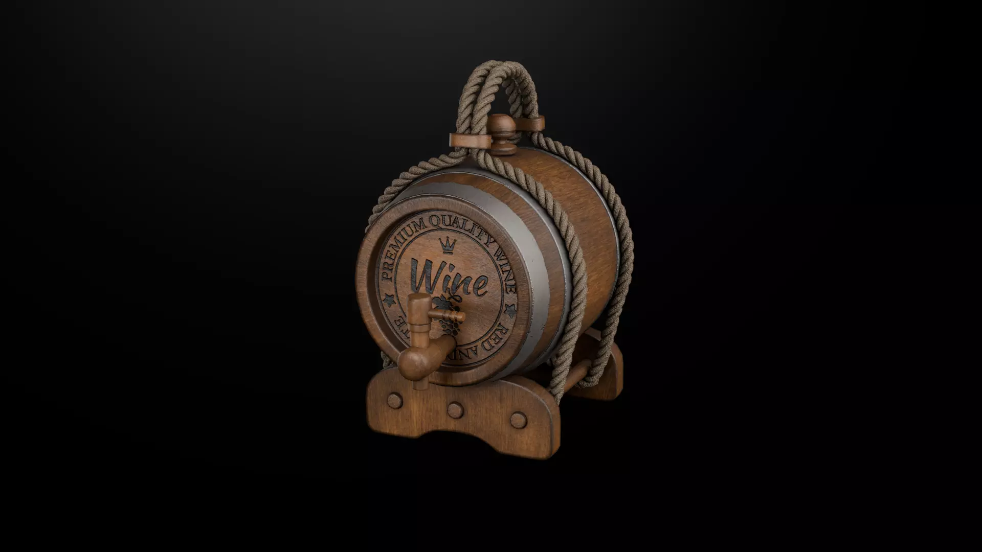 5 liter wine barrel Low-poly 3D model