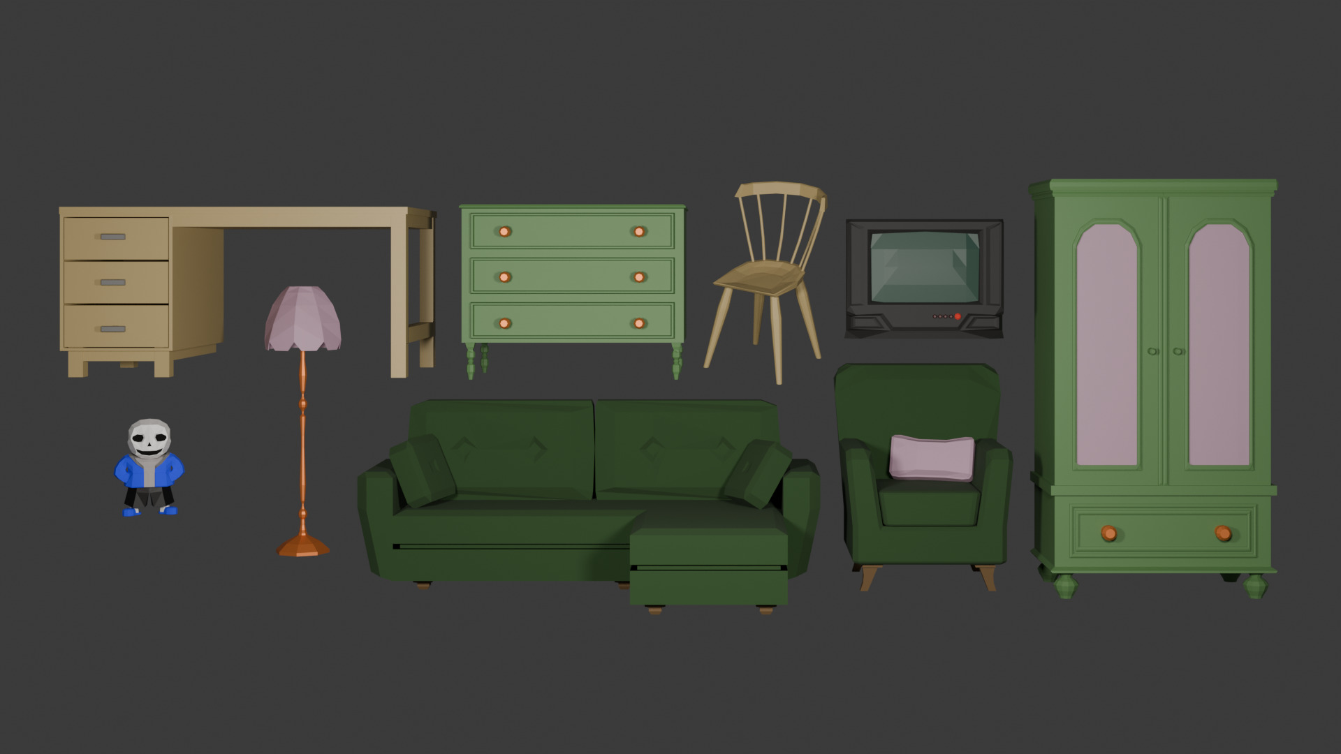 Low Poly Furniture Pack Low-poly 3D model_1