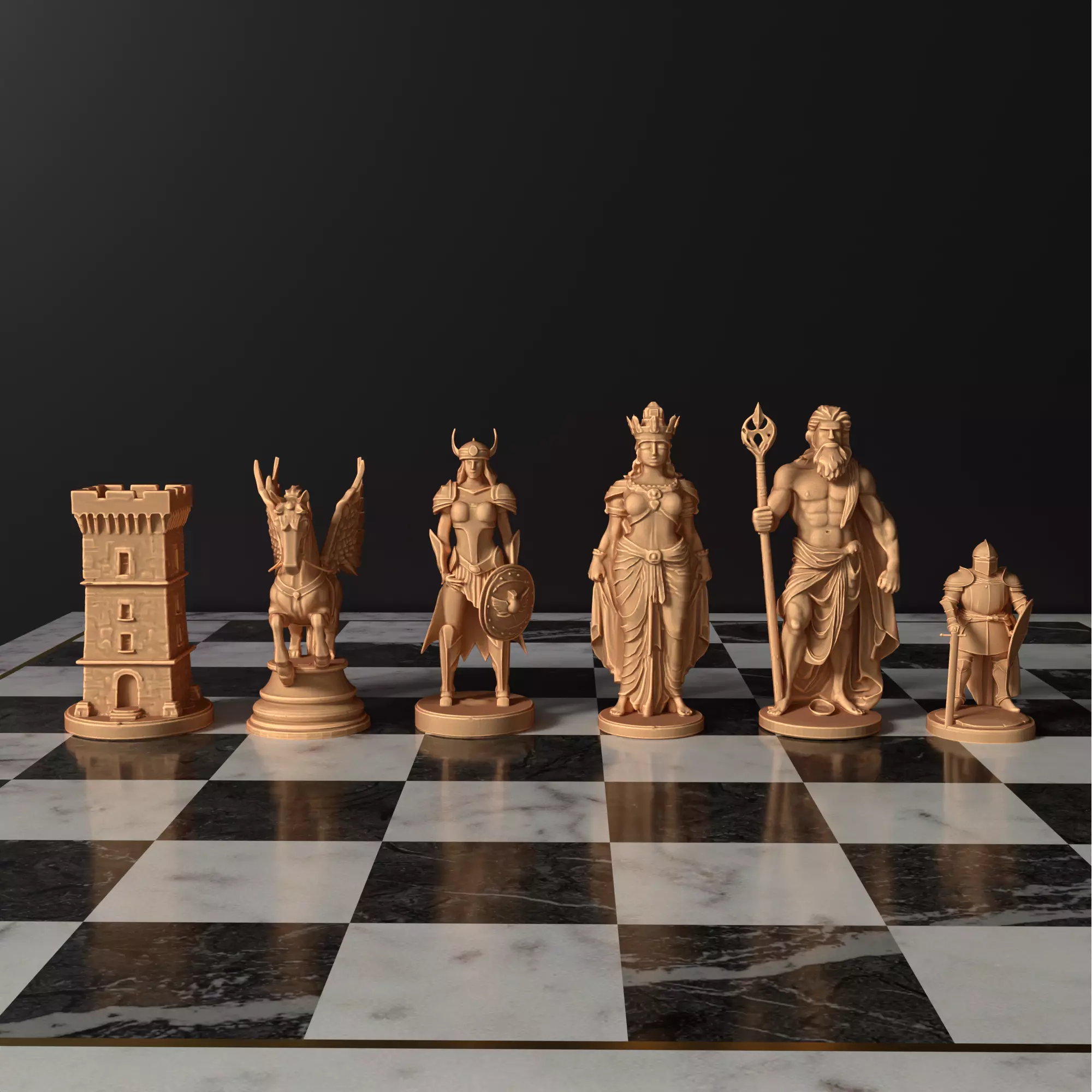 Gods of Mythology Chess Set  3D Print Ready STL Files 3D print model_0