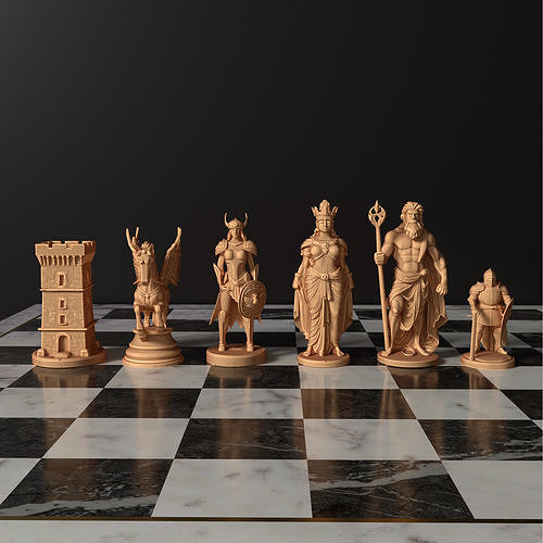 Gods of Mythology Chess Set  3D Print Ready STL Files 3D print model