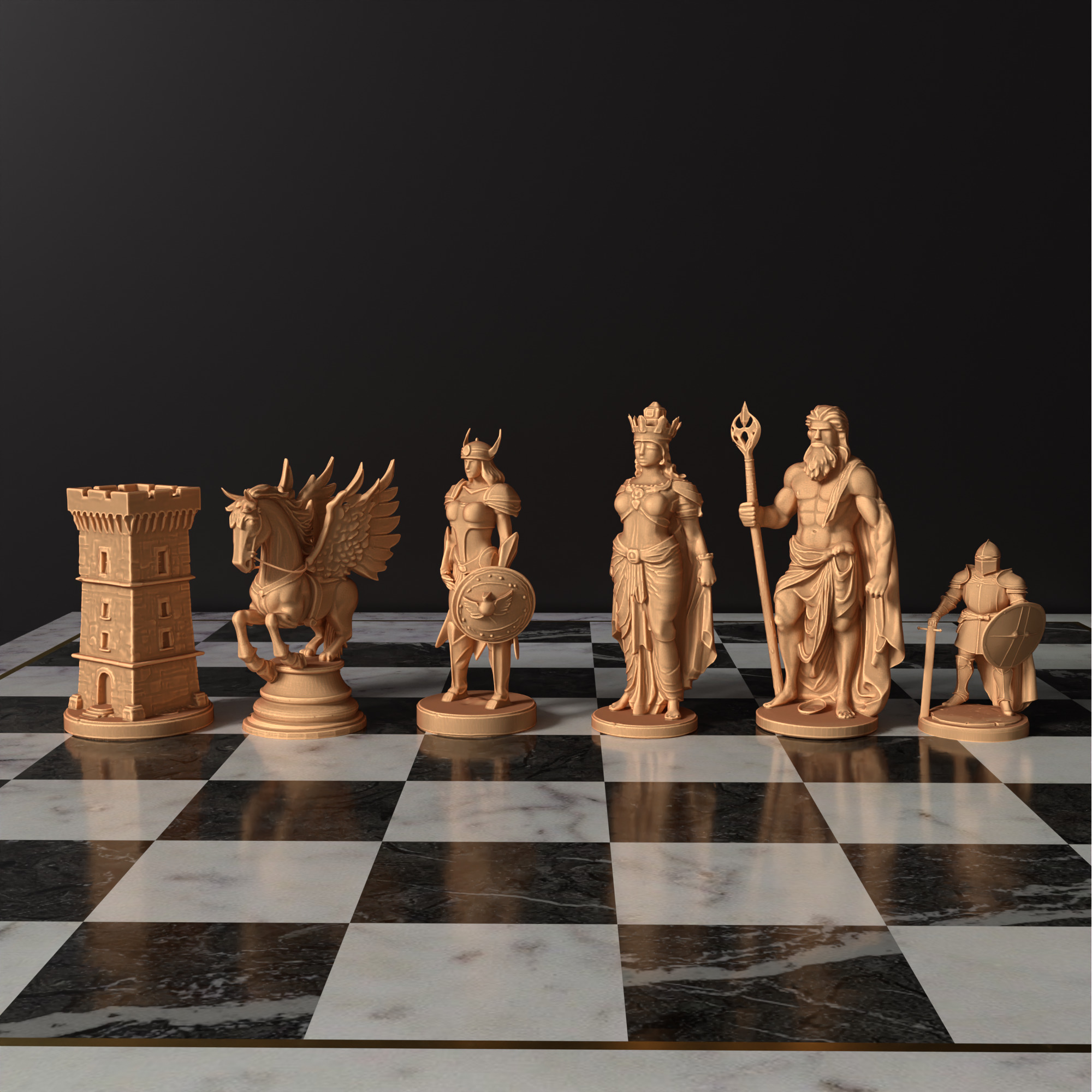 Gods of Mythology Chess Set  3D Print Ready STL Files 3D print model_8