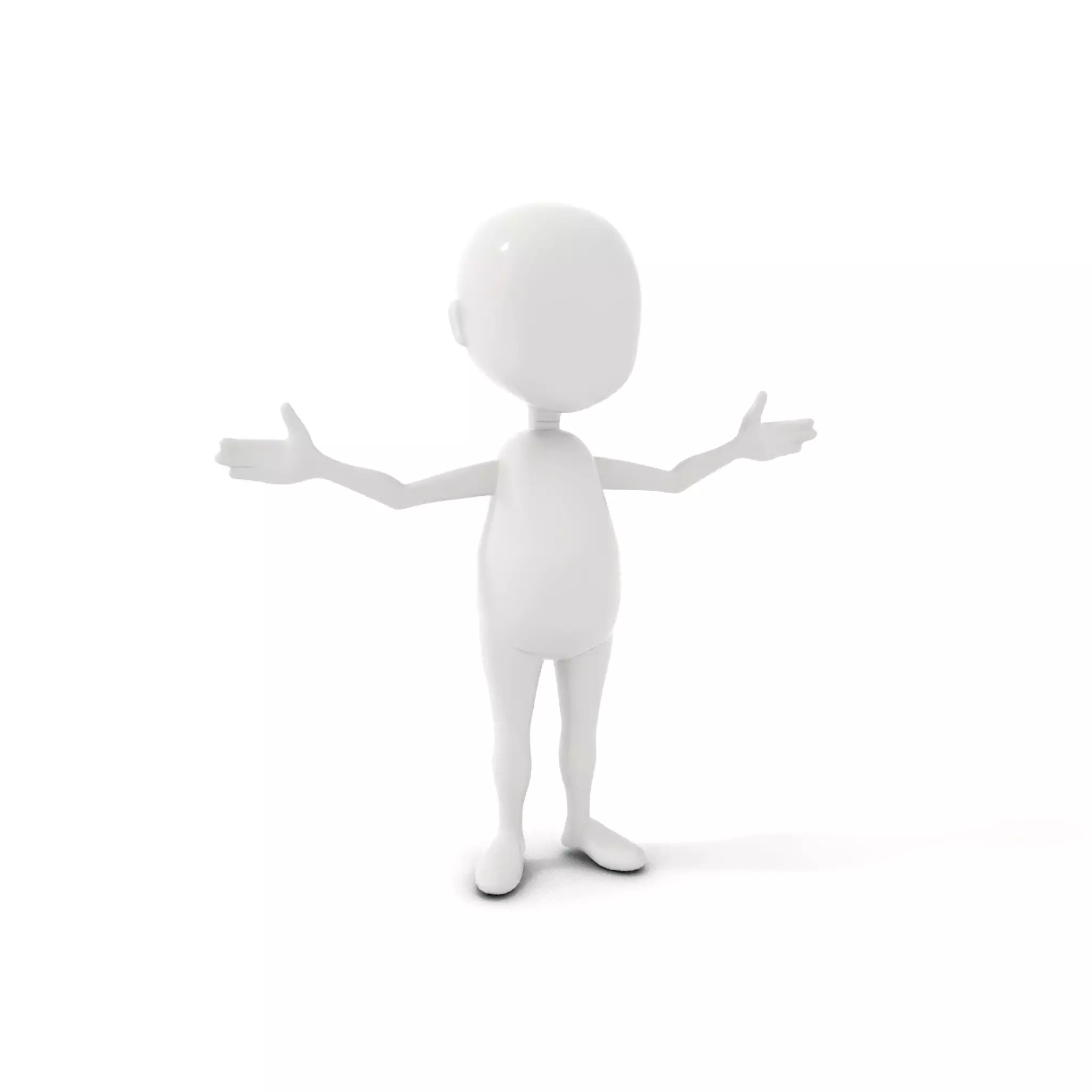 Basic Cartoon Character Rigged and Animated Low-poly 3D model