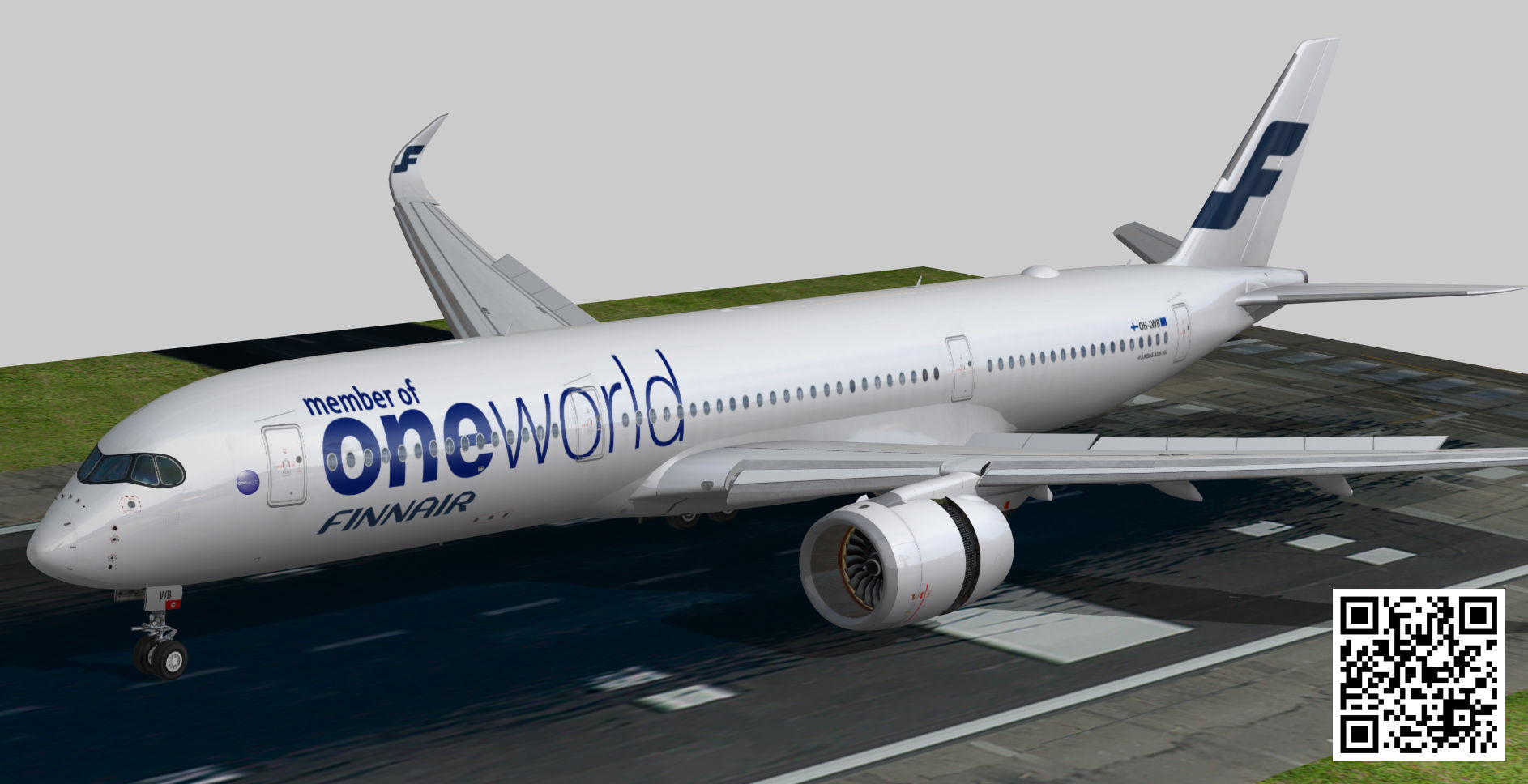 Airbus A350-900 XWB Finnair oneworld Low-poly 3D model_1