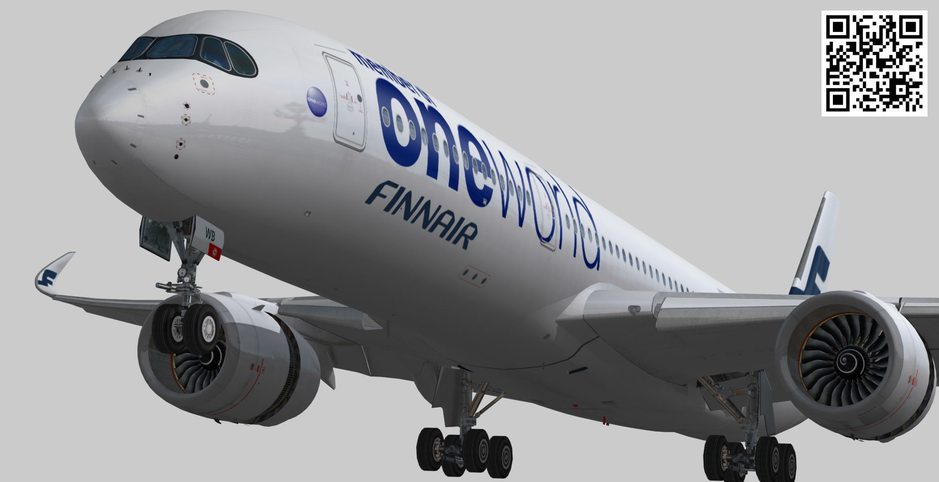 Airbus A350-900 XWB Finnair oneworld Low-poly 3D model_6