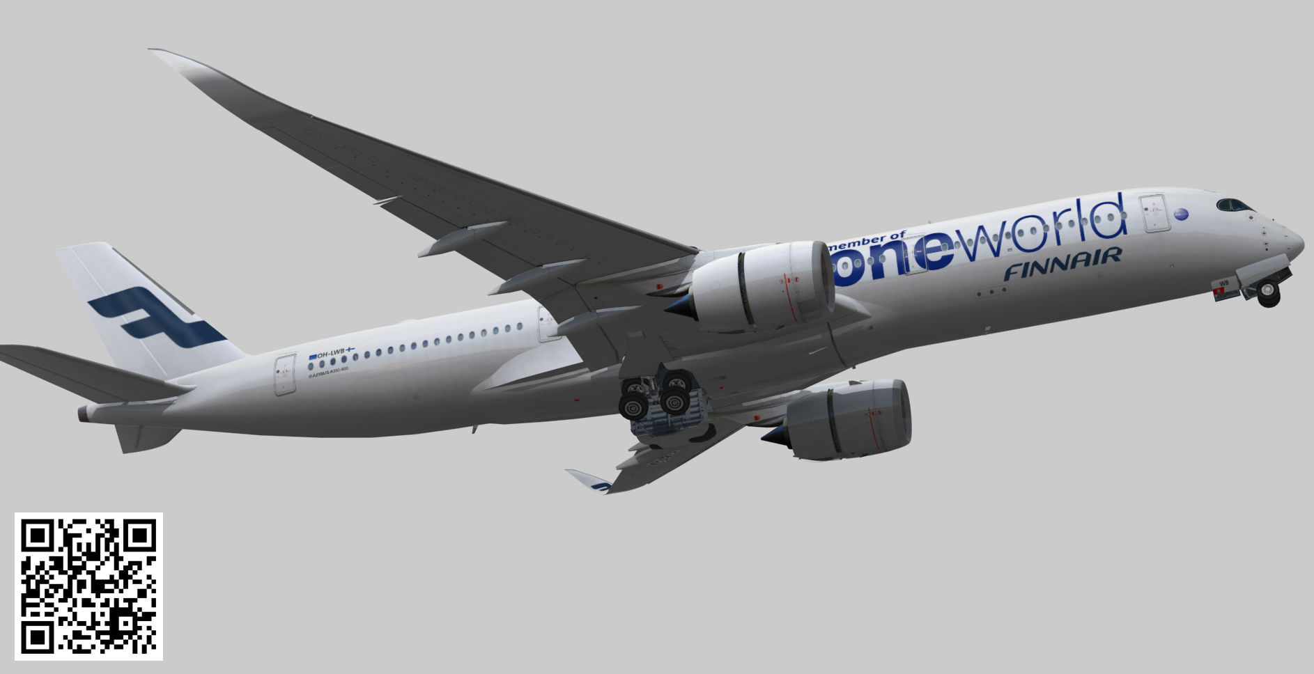 Airbus A350-900 XWB Finnair oneworld Low-poly 3D model_7