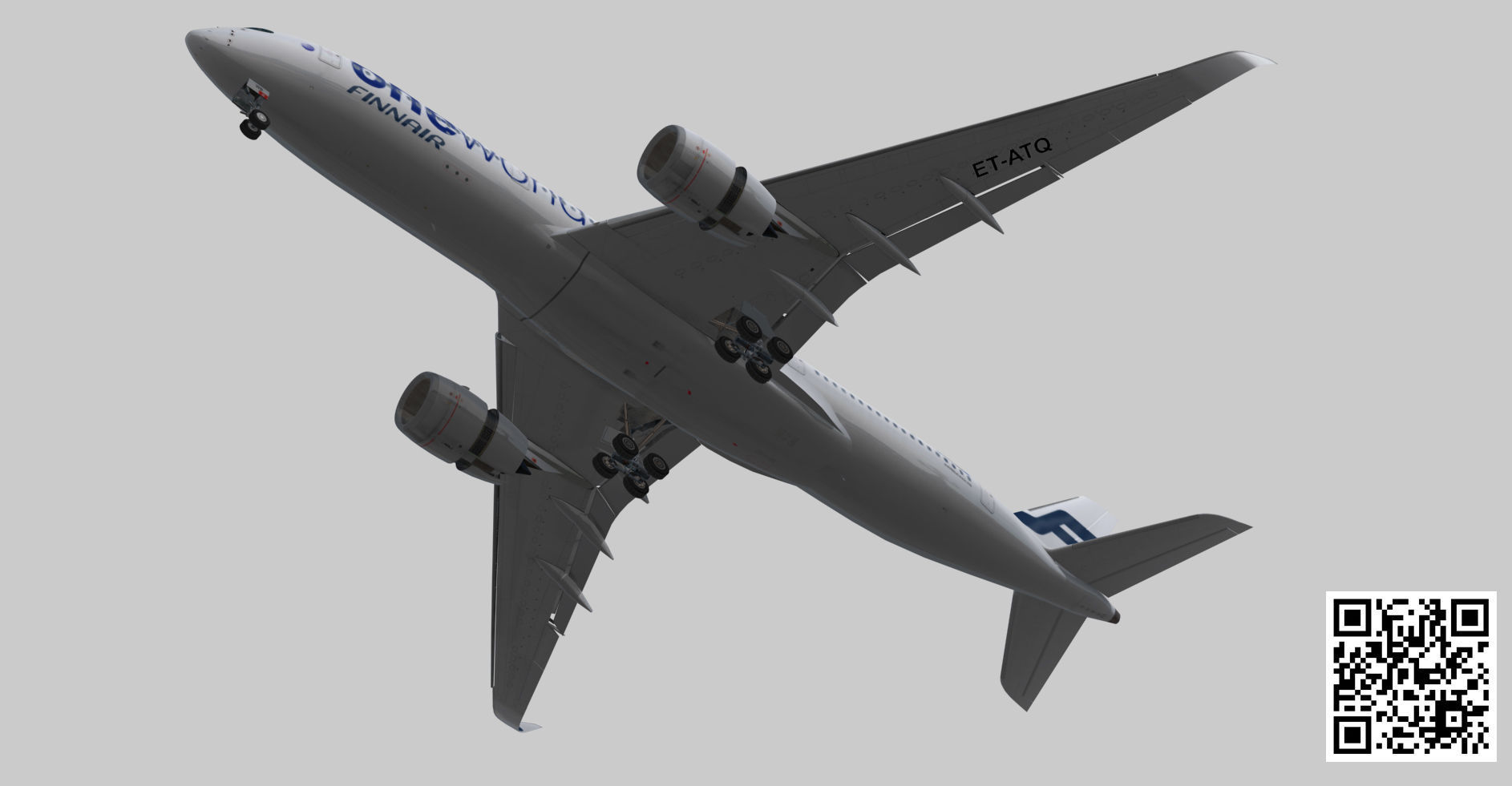 Airbus A350-900 XWB Finnair oneworld Low-poly 3D model_10