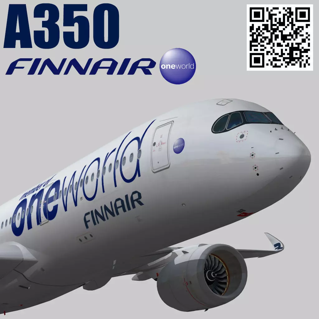 Airbus A350-900 XWB Finnair oneworld Low-poly 3D model_0