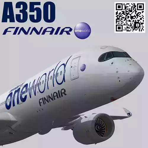 Airbus A350-900 XWB Finnair oneworld Low-poly 3D model