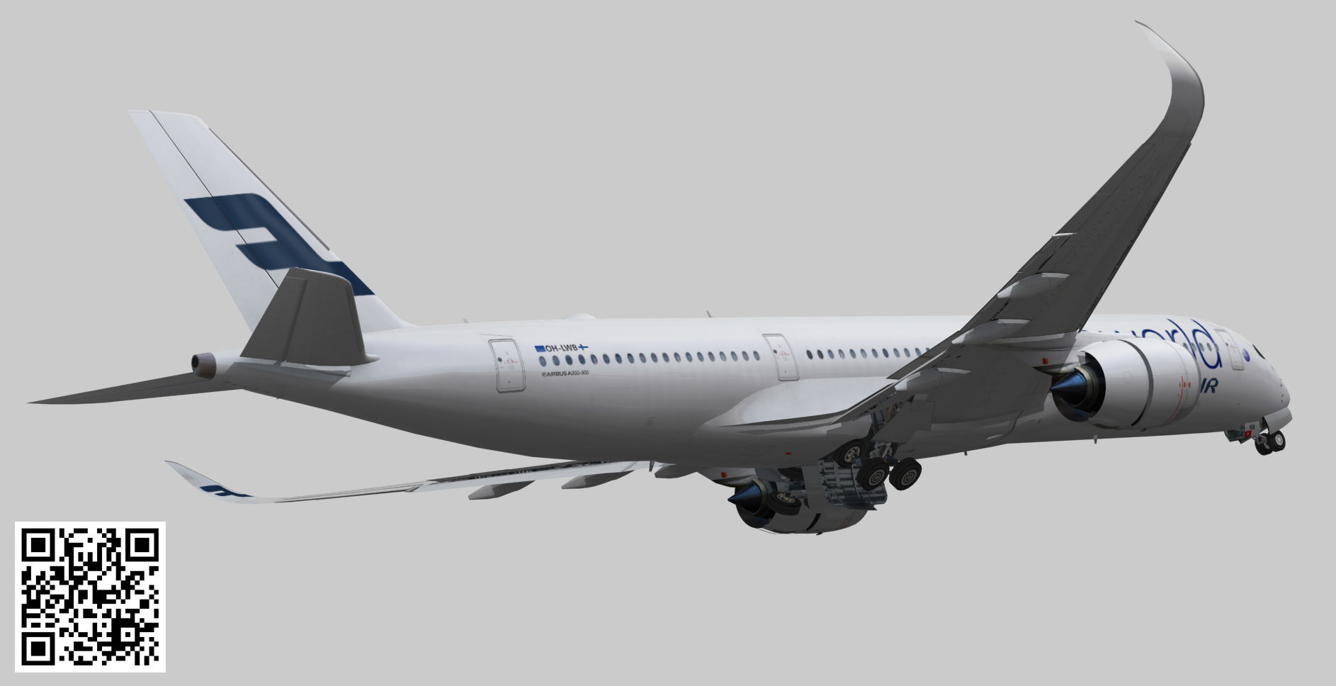 Airbus A350-900 XWB Finnair oneworld Low-poly 3D model_11