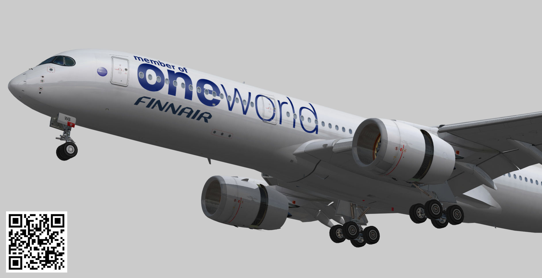 Airbus A350-900 XWB Finnair oneworld Low-poly 3D model_5