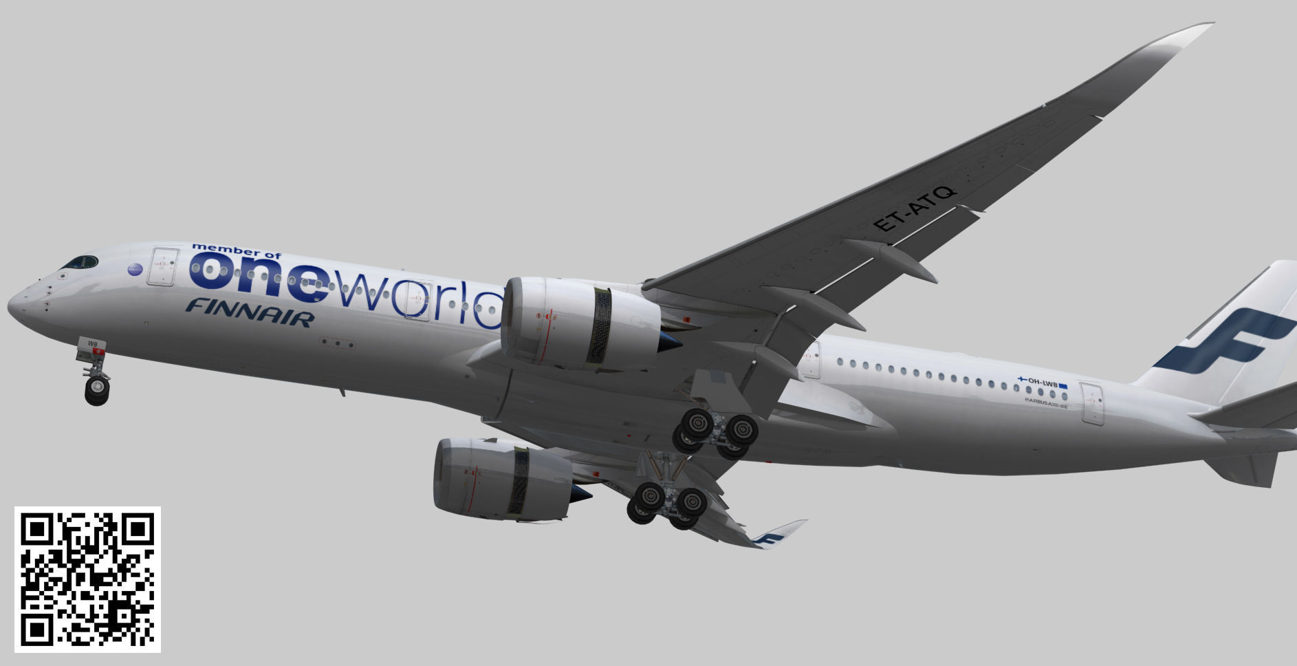 Airbus A350-900 XWB Finnair oneworld Low-poly 3D model_8