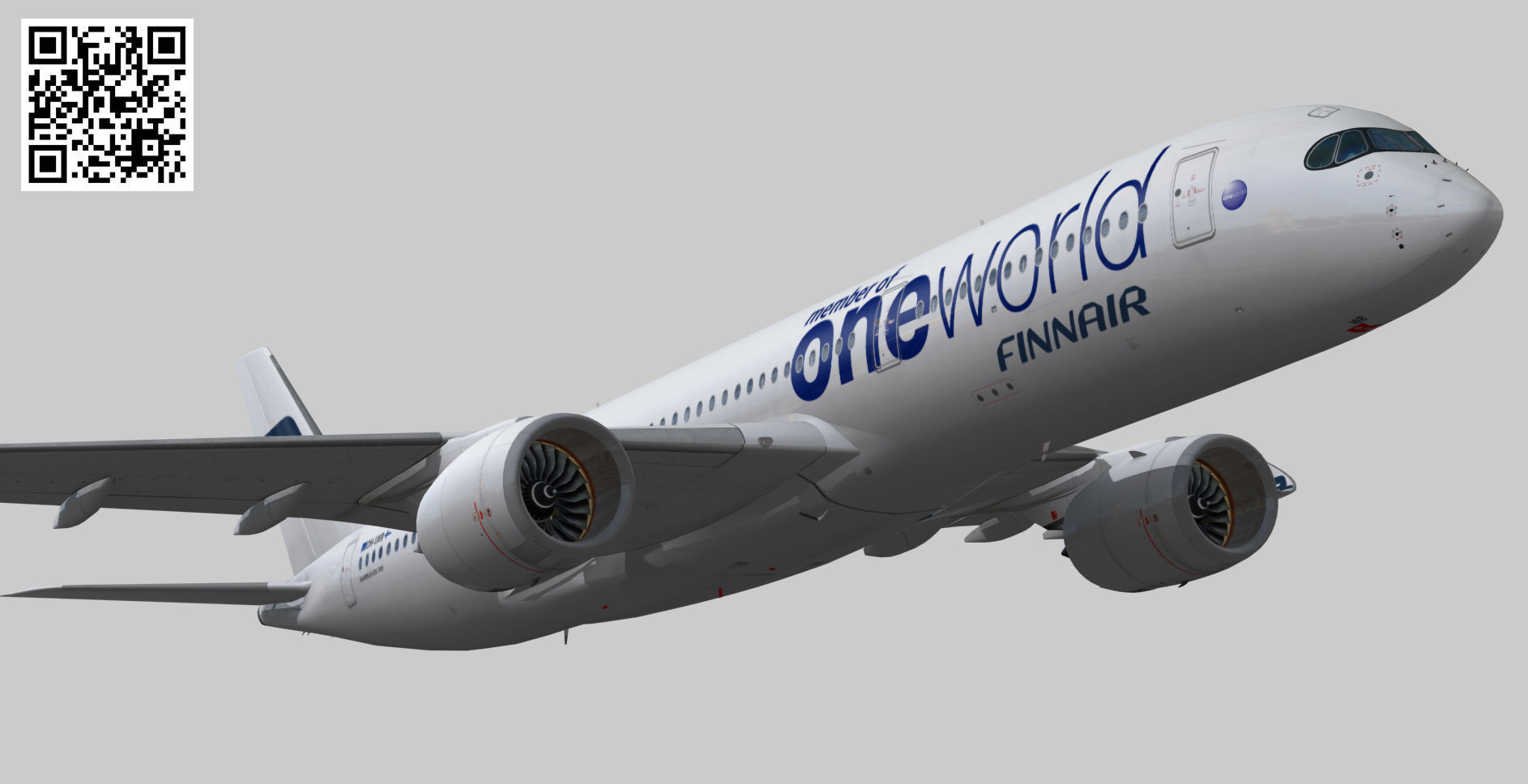 Airbus A350-900 XWB Finnair oneworld Low-poly 3D model_9