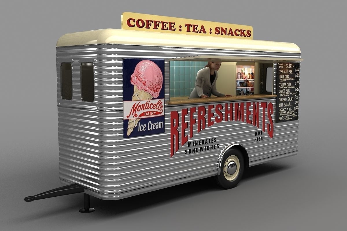 Mobile Refreshment Cart 1960 3D model_1
