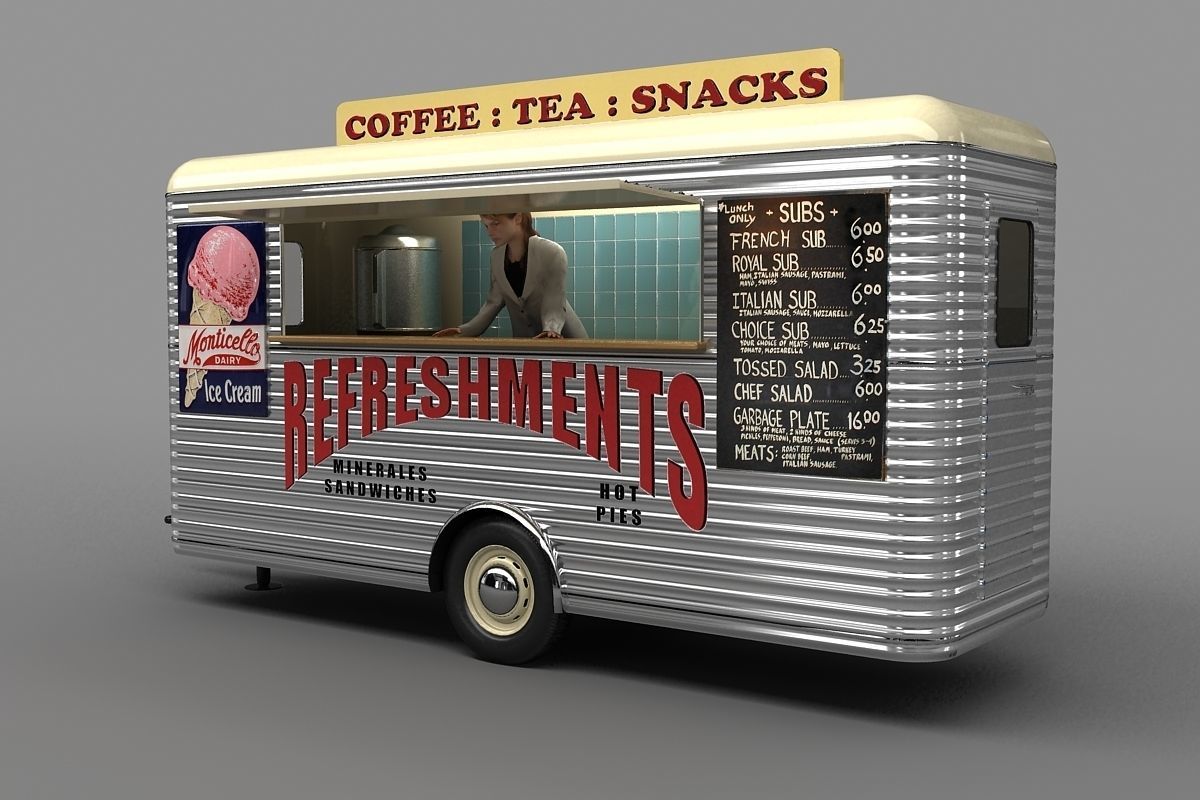 Mobile Refreshment Cart 1960 3D model_2