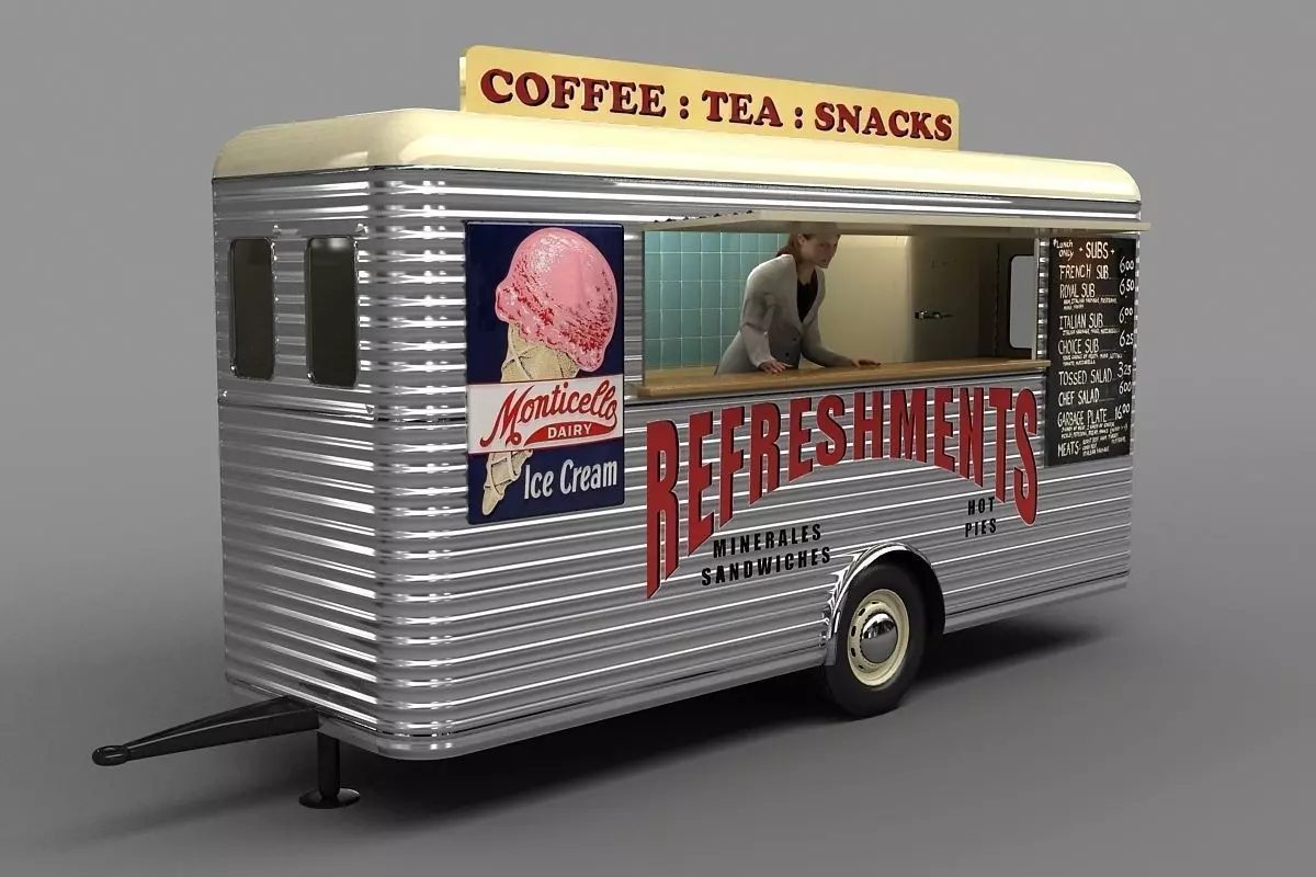 Mobile Refreshment Cart 1960 3D model_0