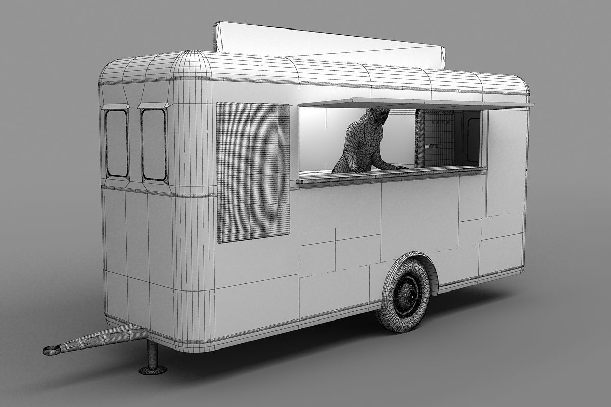 Mobile Refreshment Cart 1960 3D model_3