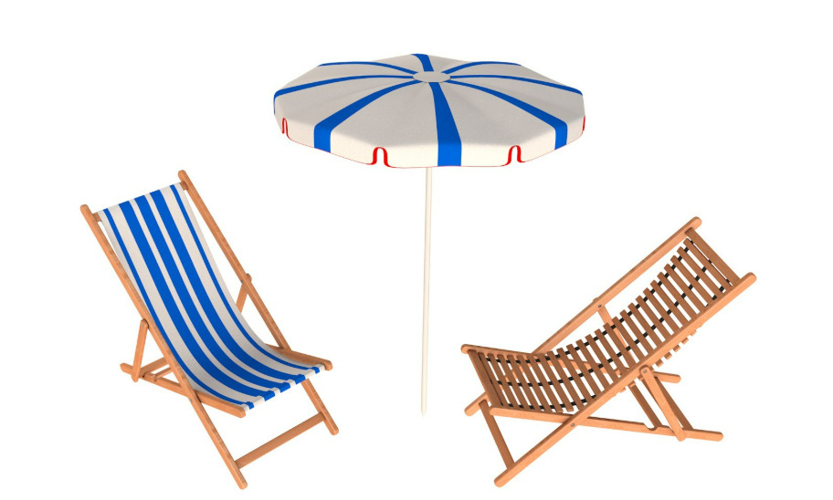Beach chair Set 3D model_16