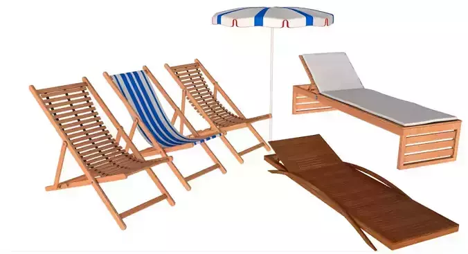 Beach chair Set 3D model