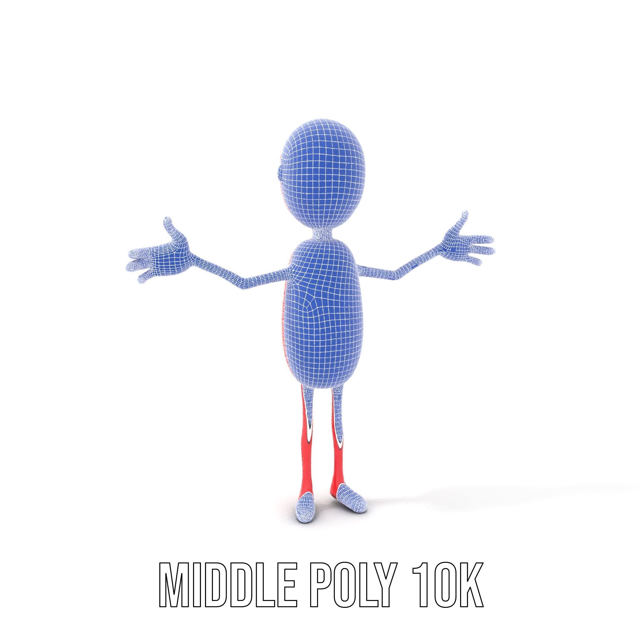 Red Cartoon Character Model Rigged and Animated Low-poly 3D model_34
