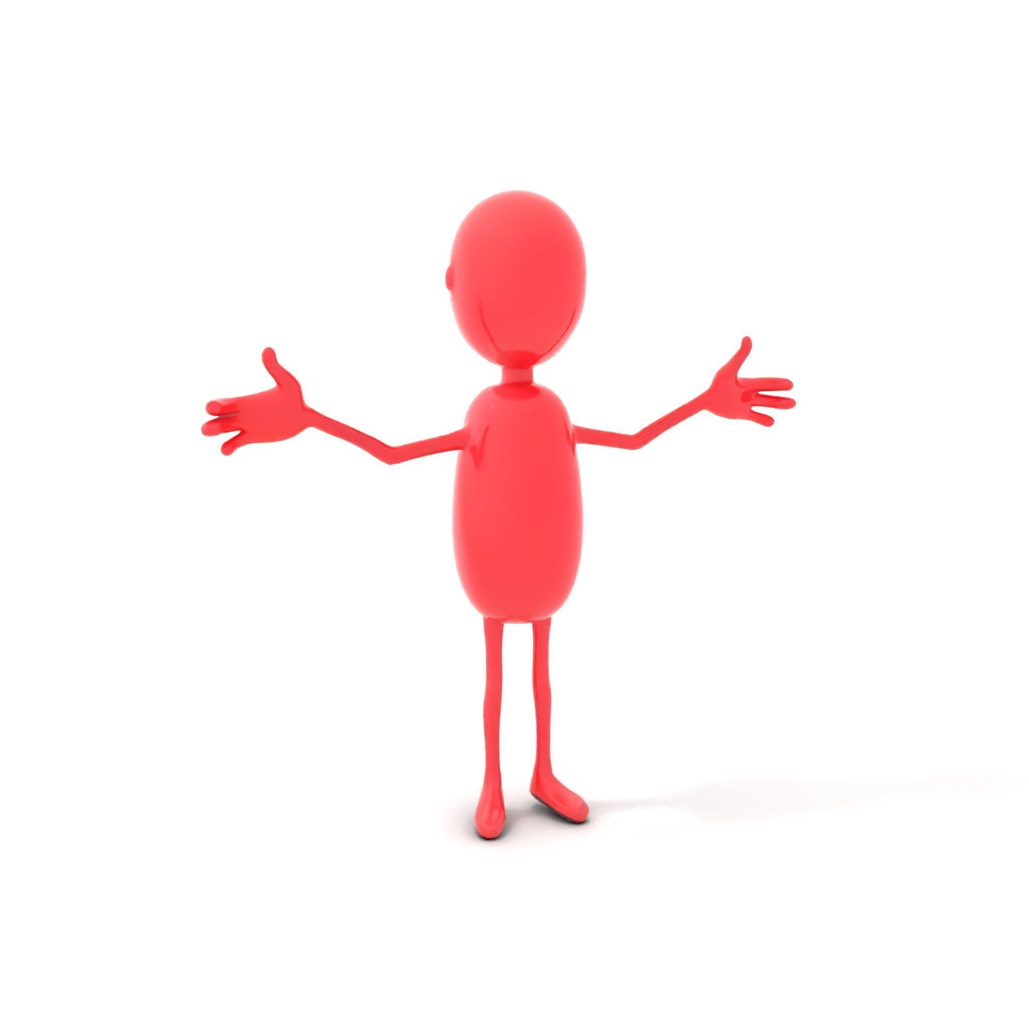 Red Cartoon Character Model Rigged and Animated Low-poly 3D model_11