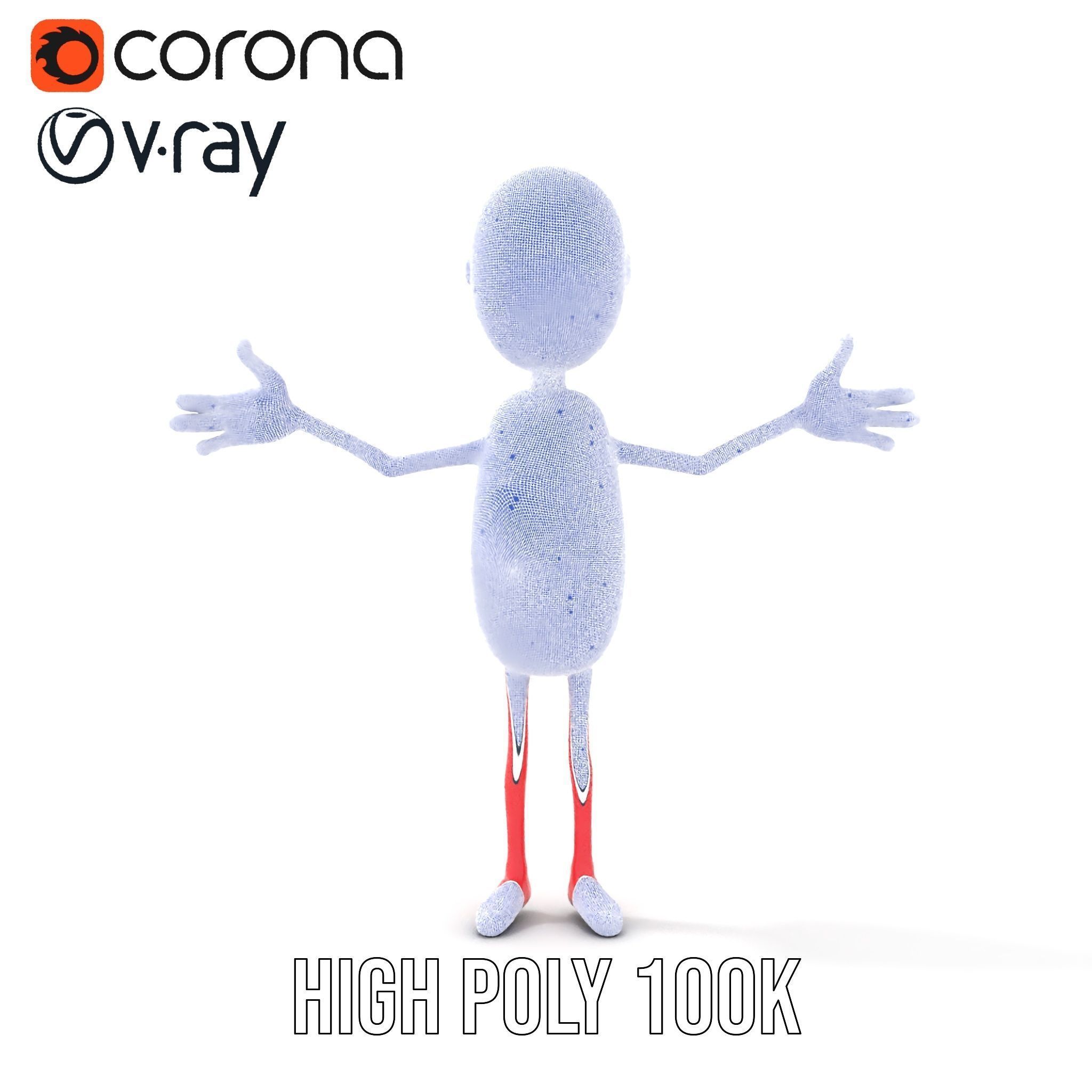 Red Cartoon Character Model Rigged and Animated Low-poly 3D model_33