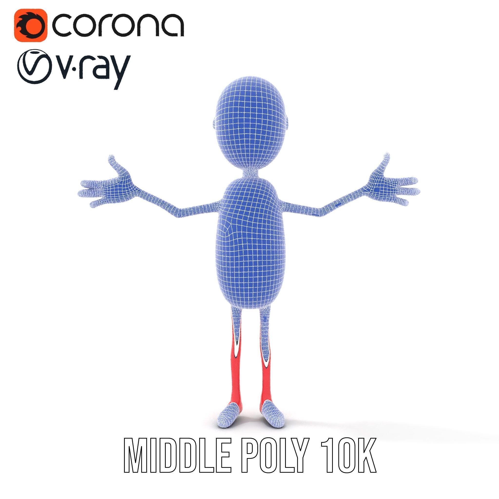 Red Cartoon Character Model Rigged and Animated Low-poly 3D model_36