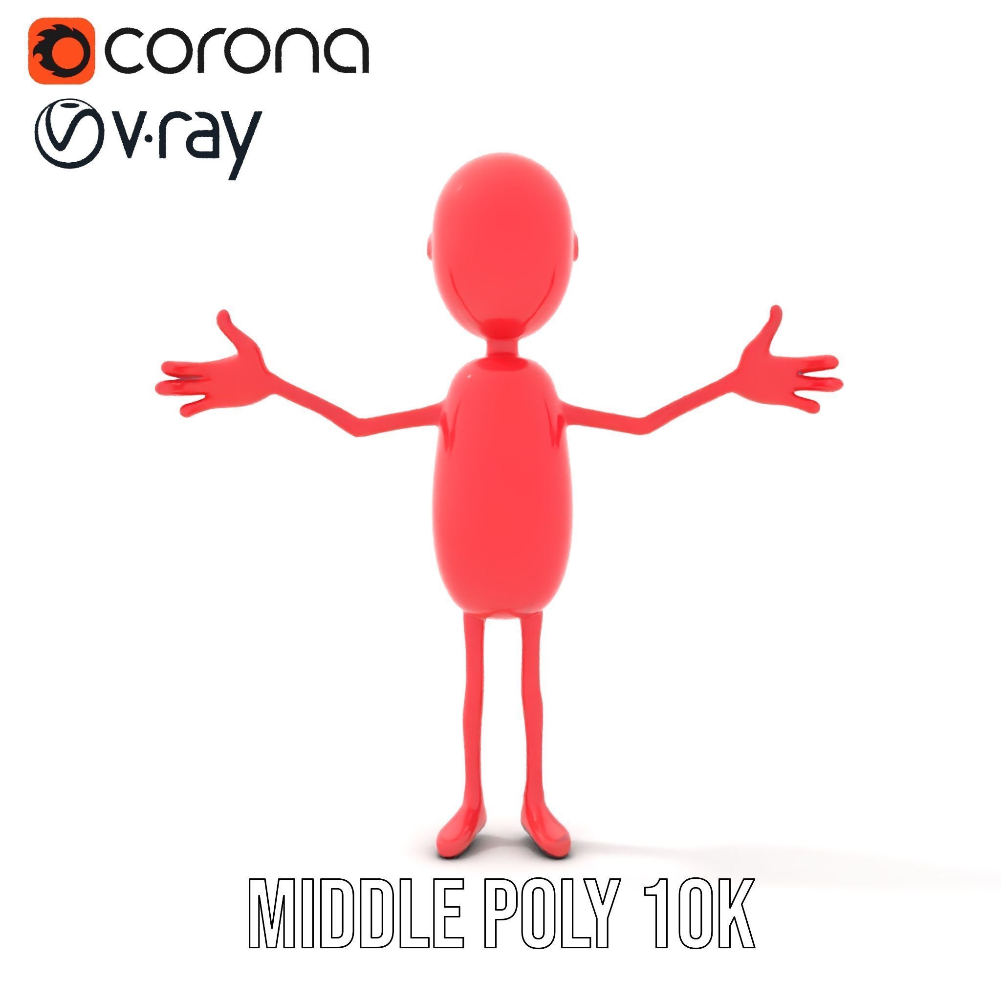 Red Cartoon Character Model Rigged and Animated Low-poly 3D model_19