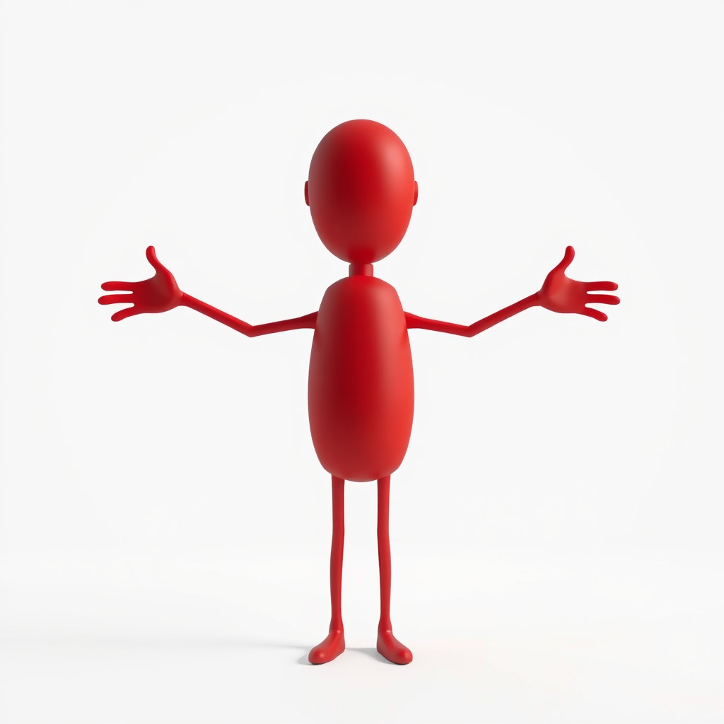 Red Cartoon Character Model Rigged and Animated Low-poly 3D model_3