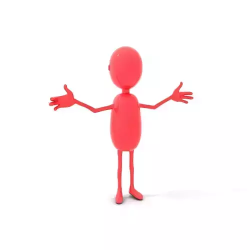 Red Cartoon Character Model Rigged and Animated