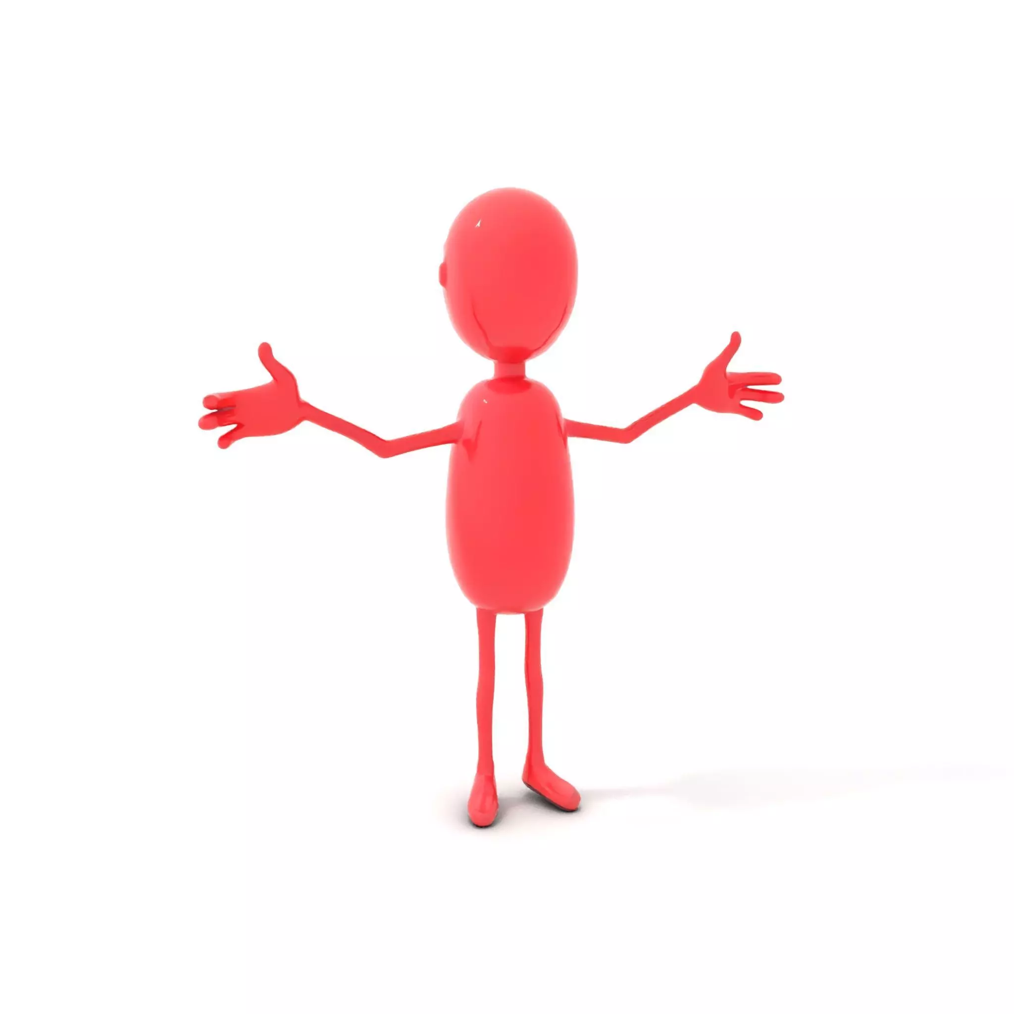 Red Cartoon Character Model Rigged and Animated Low-poly 3D model_0