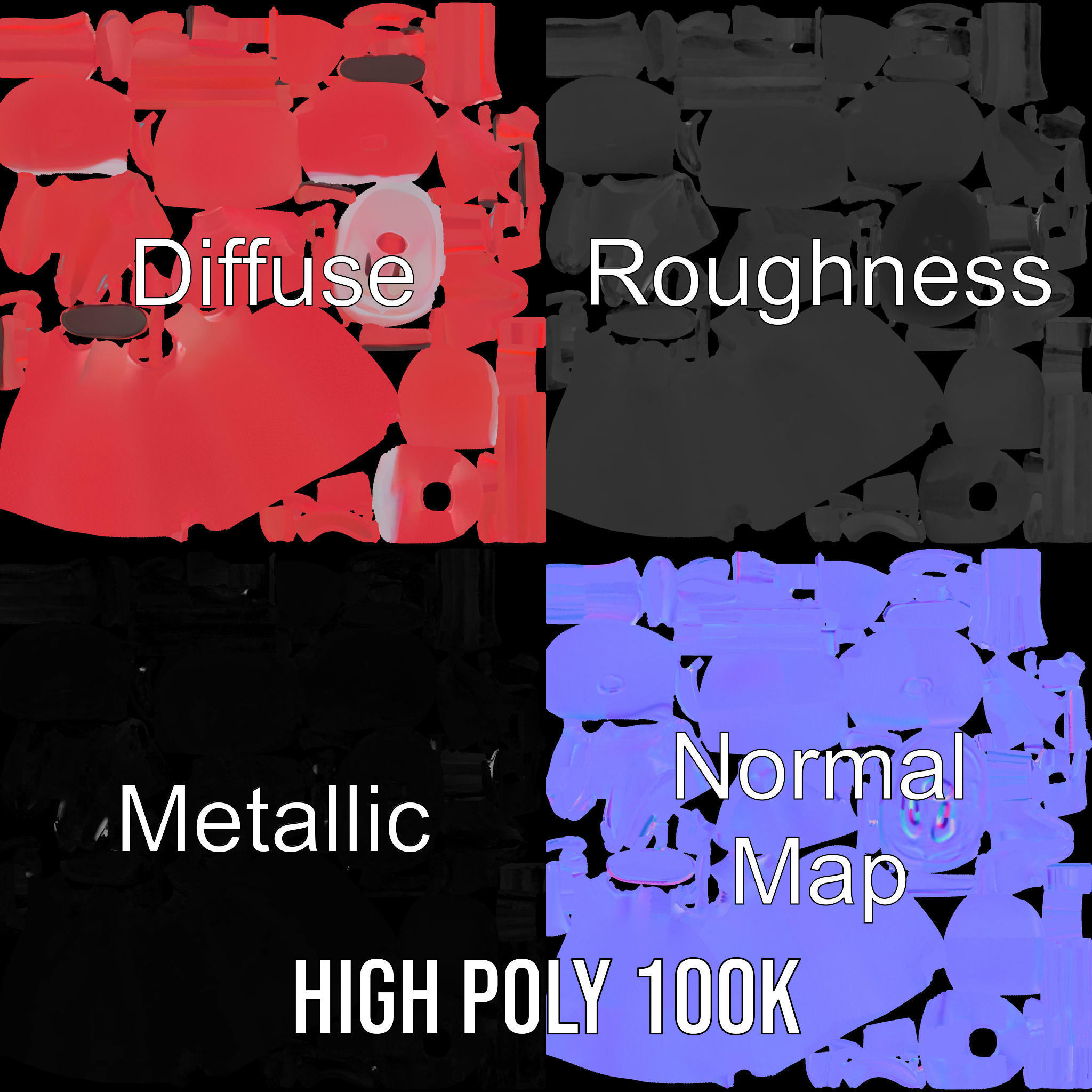 Red Cartoon Character Model Rigged and Animated Low-poly 3D model_4