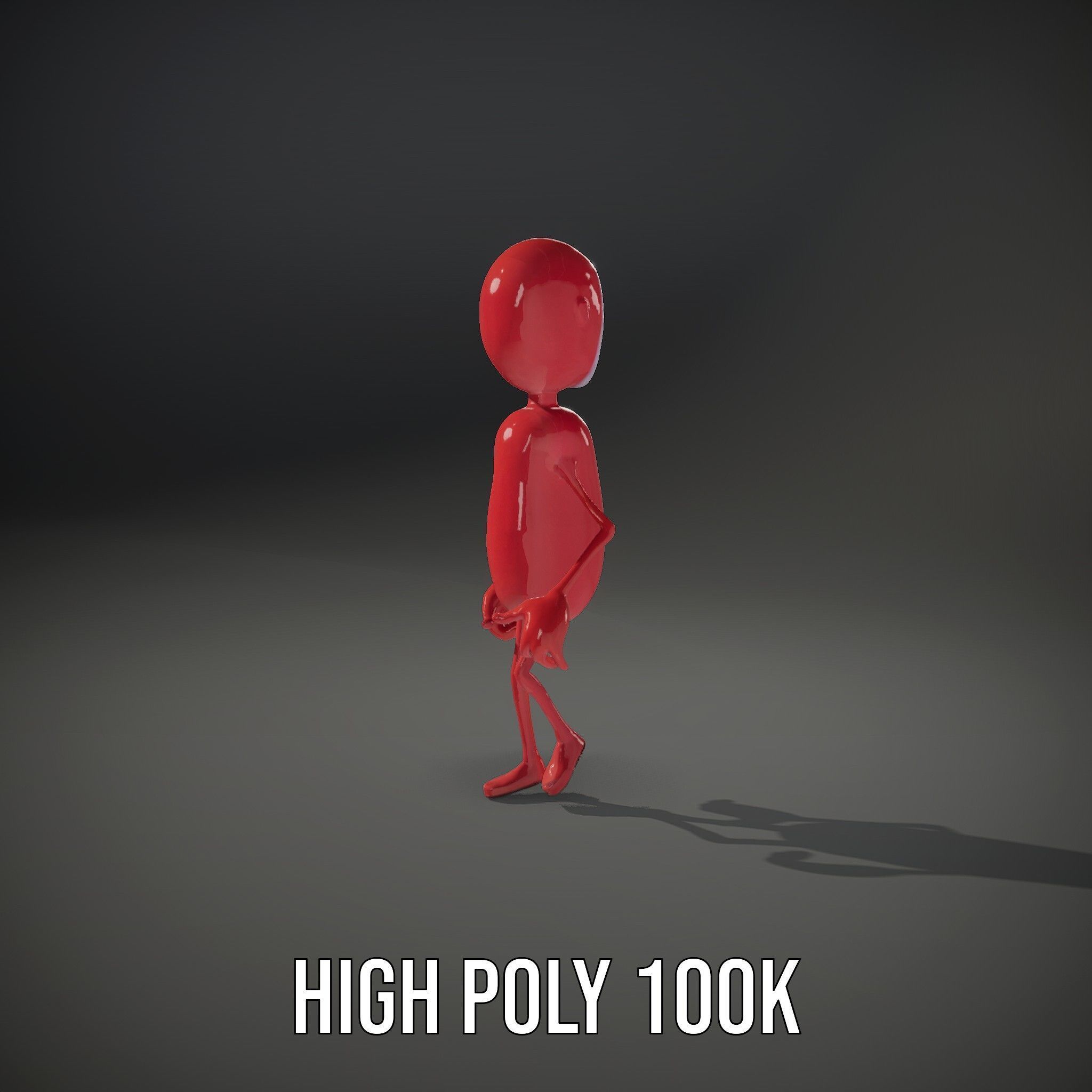Red Cartoon Character Model Rigged and Animated Low-poly 3D model_9