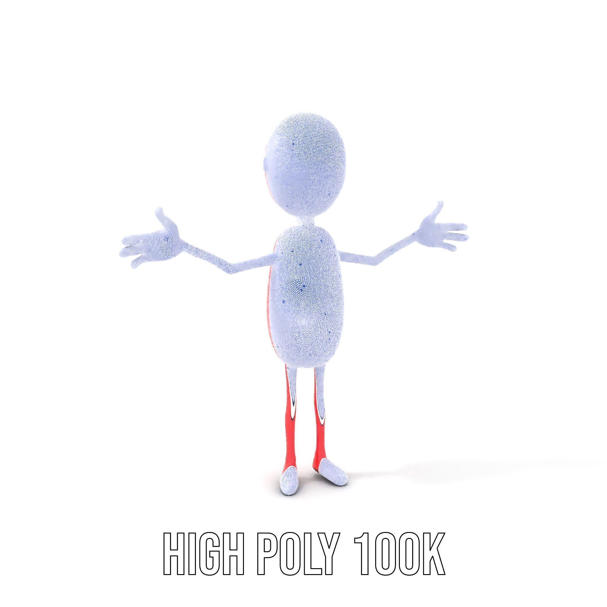 Red Cartoon Character Model Rigged and Animated Low-poly 3D model_5