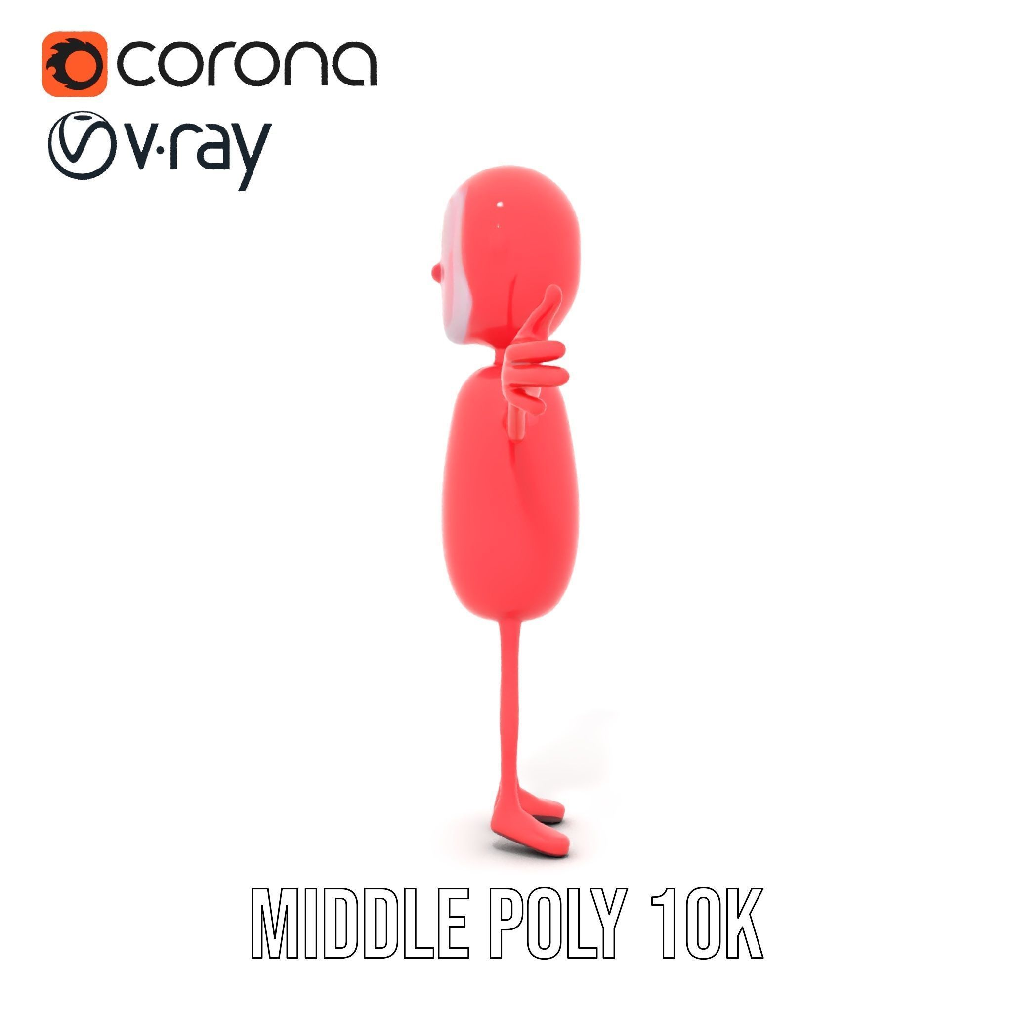 Red Cartoon Character Model Rigged and Animated Low-poly 3D model_16