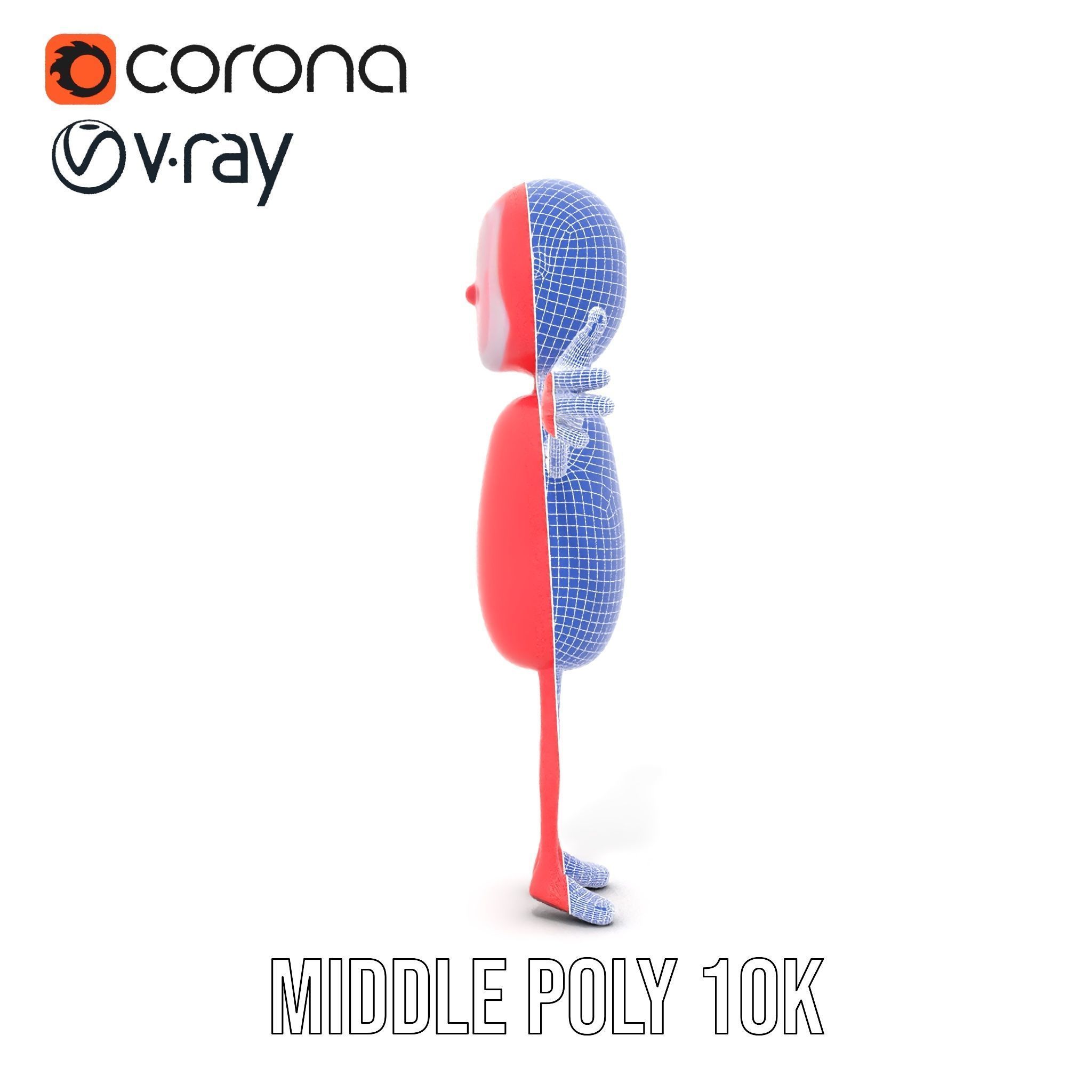 Red Cartoon Character Model Rigged and Animated Low-poly 3D model_25