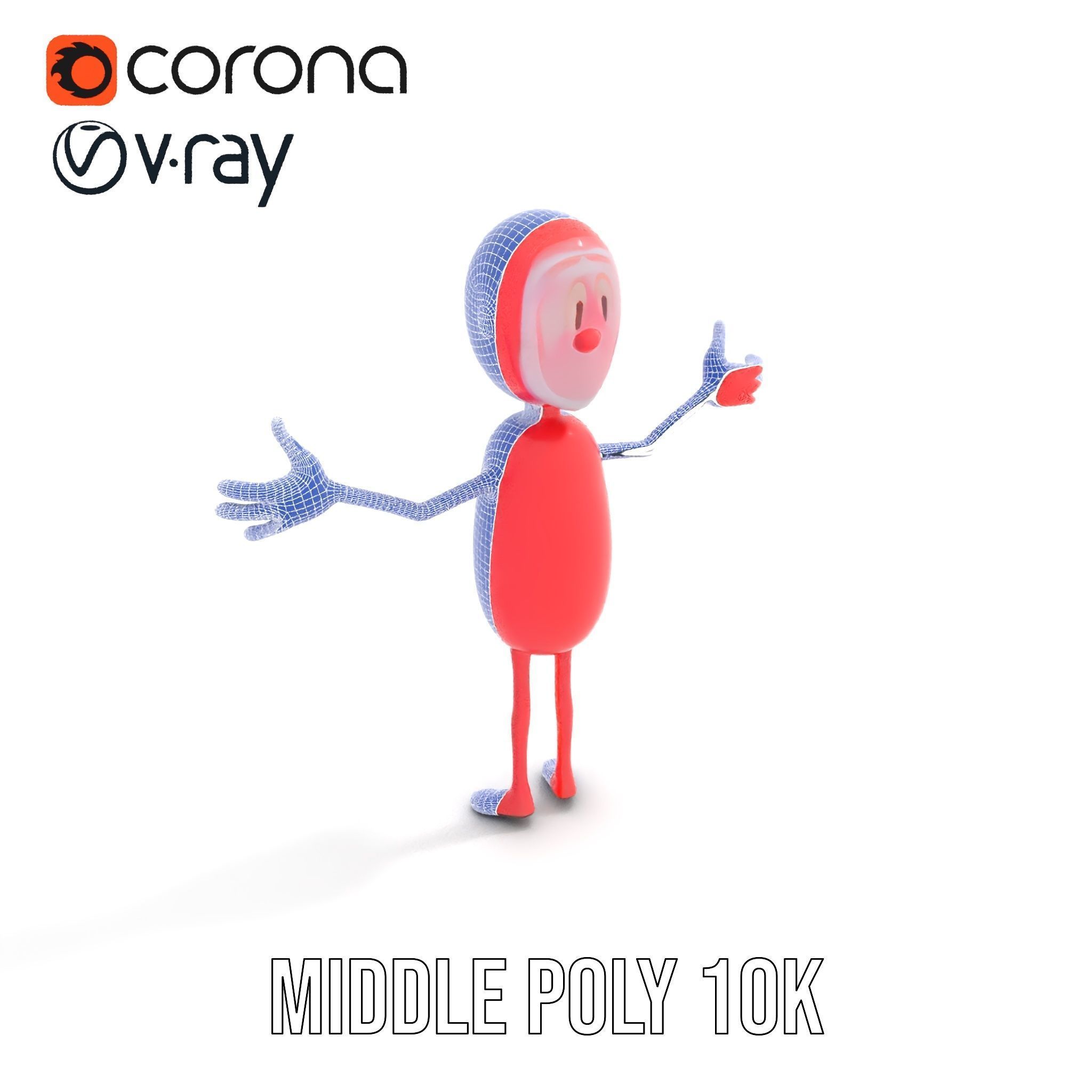 Red Cartoon Character Model Rigged and Animated Low-poly 3D model_22