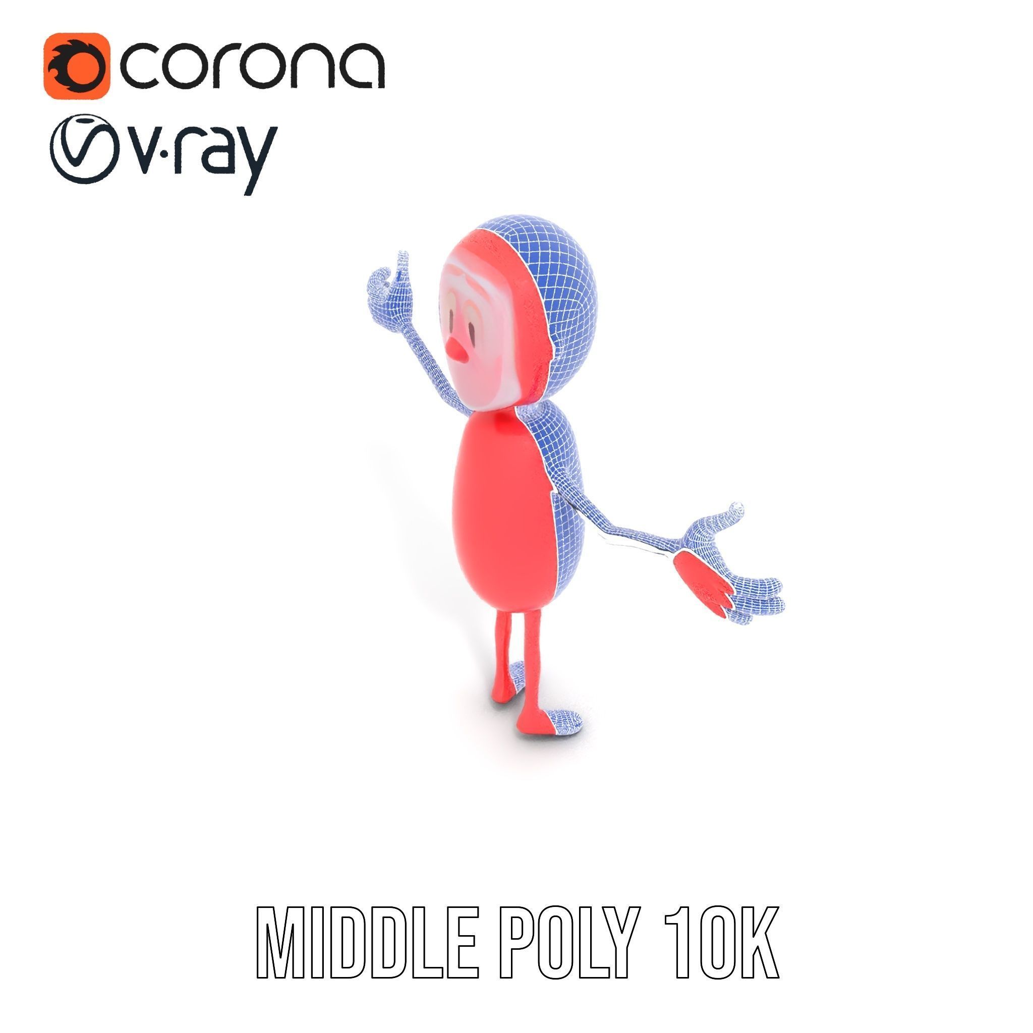 Red Cartoon Character Model Rigged and Animated Low-poly 3D model_31