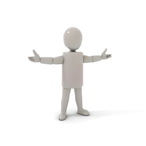 Minimalist Grey D Character Model Rigged and Animated Low-poly 3D model