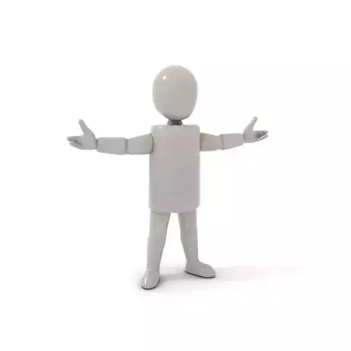 Minimalist Grey D Character Model Rigged and Animated