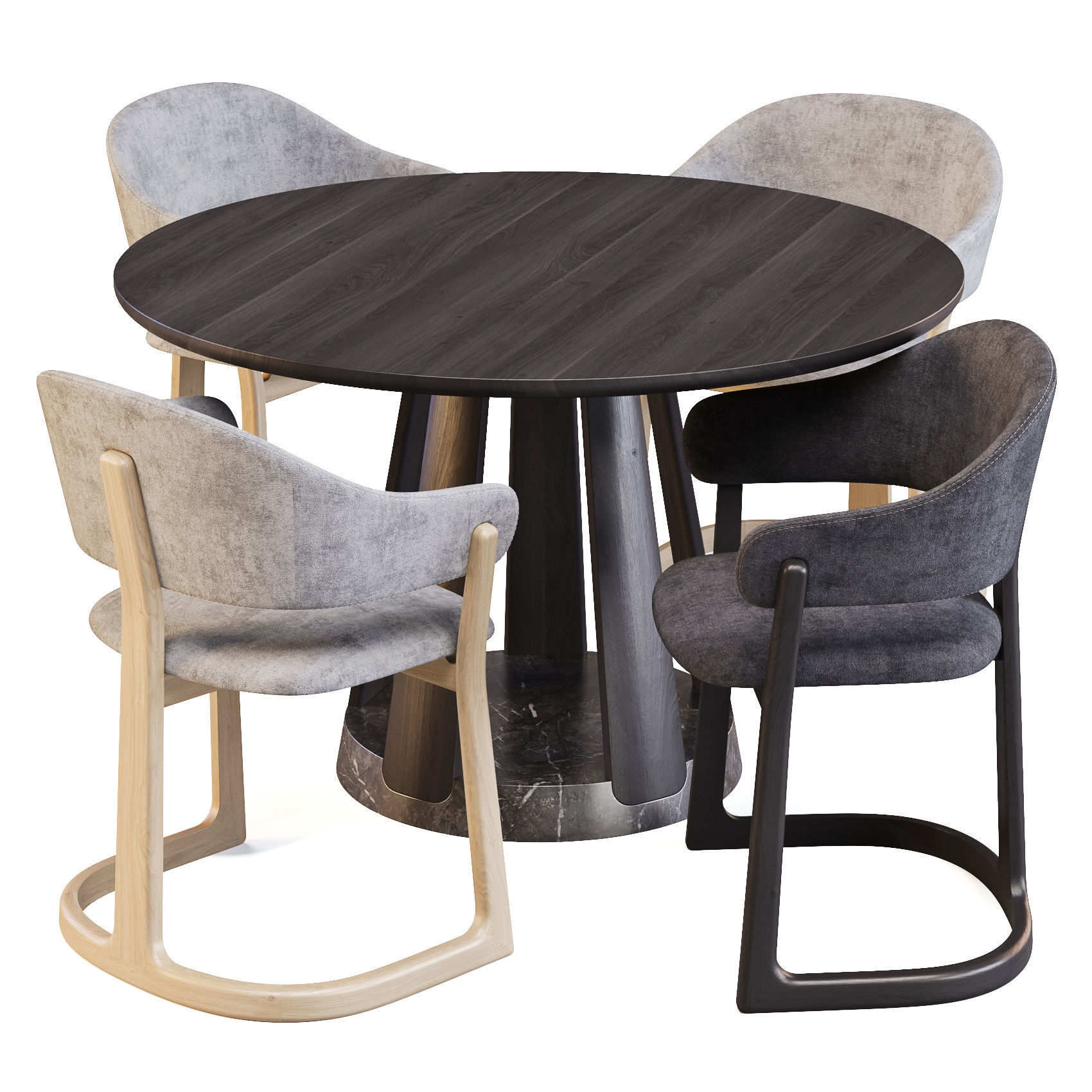 Dining Set Passoni - Doga Table and Radice Chairs 3D model_5