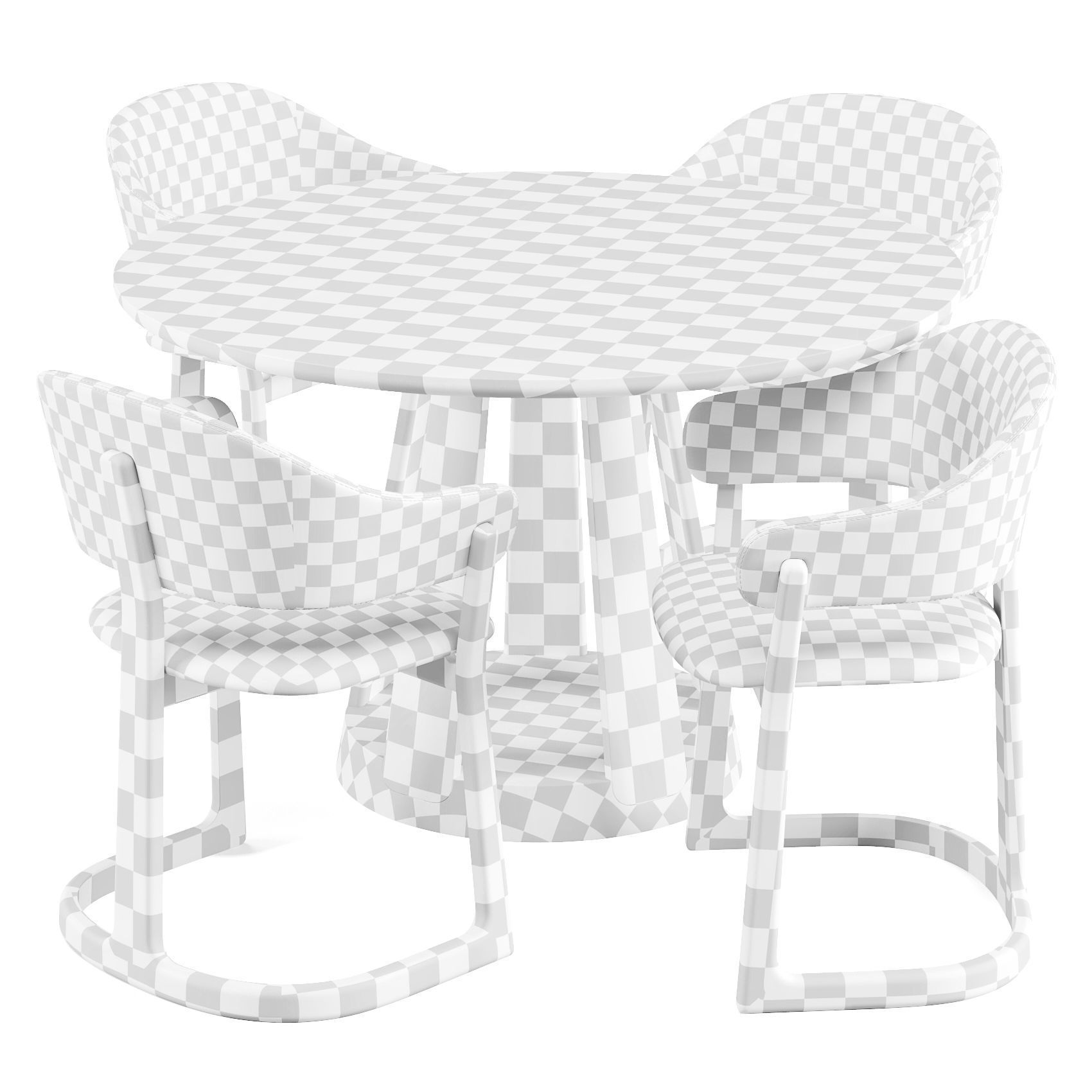 Dining Set Passoni - Doga Table and Radice Chairs 3D model_6
