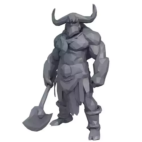 Minotaur Warrior Low Poly 3D print model