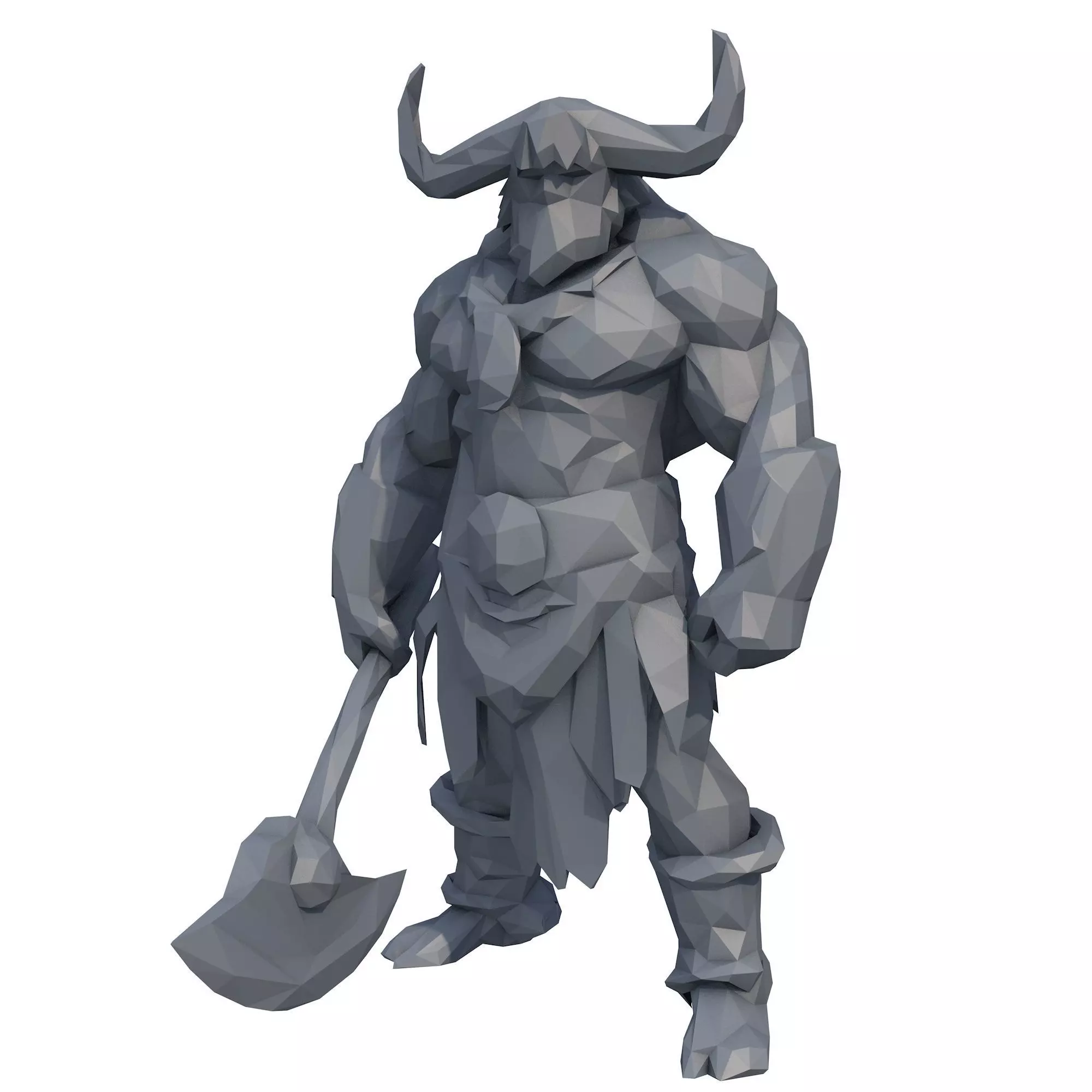 Minotaur Warrior Low Poly 3D print model_0