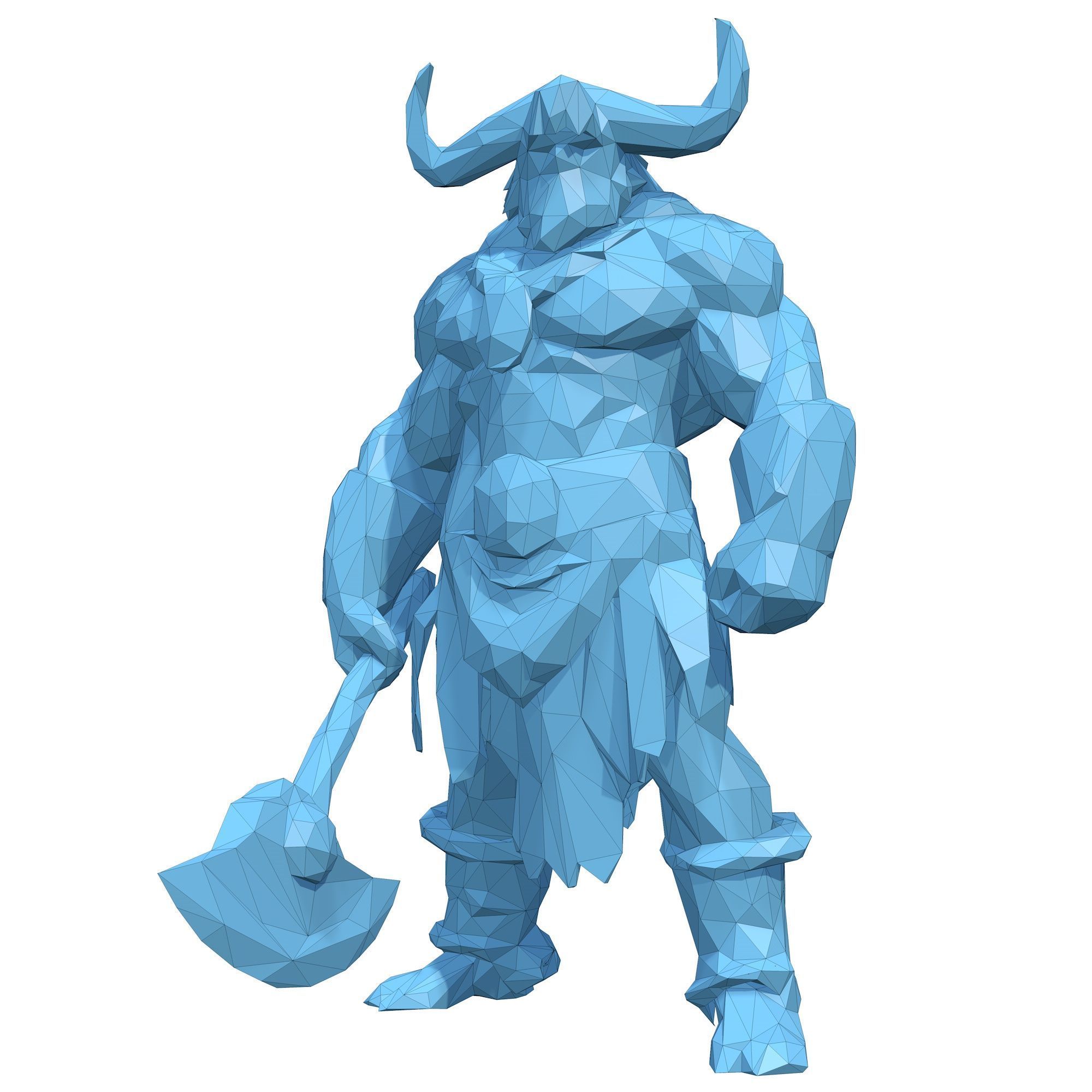 Minotaur Warrior Low Poly 3D print model_6