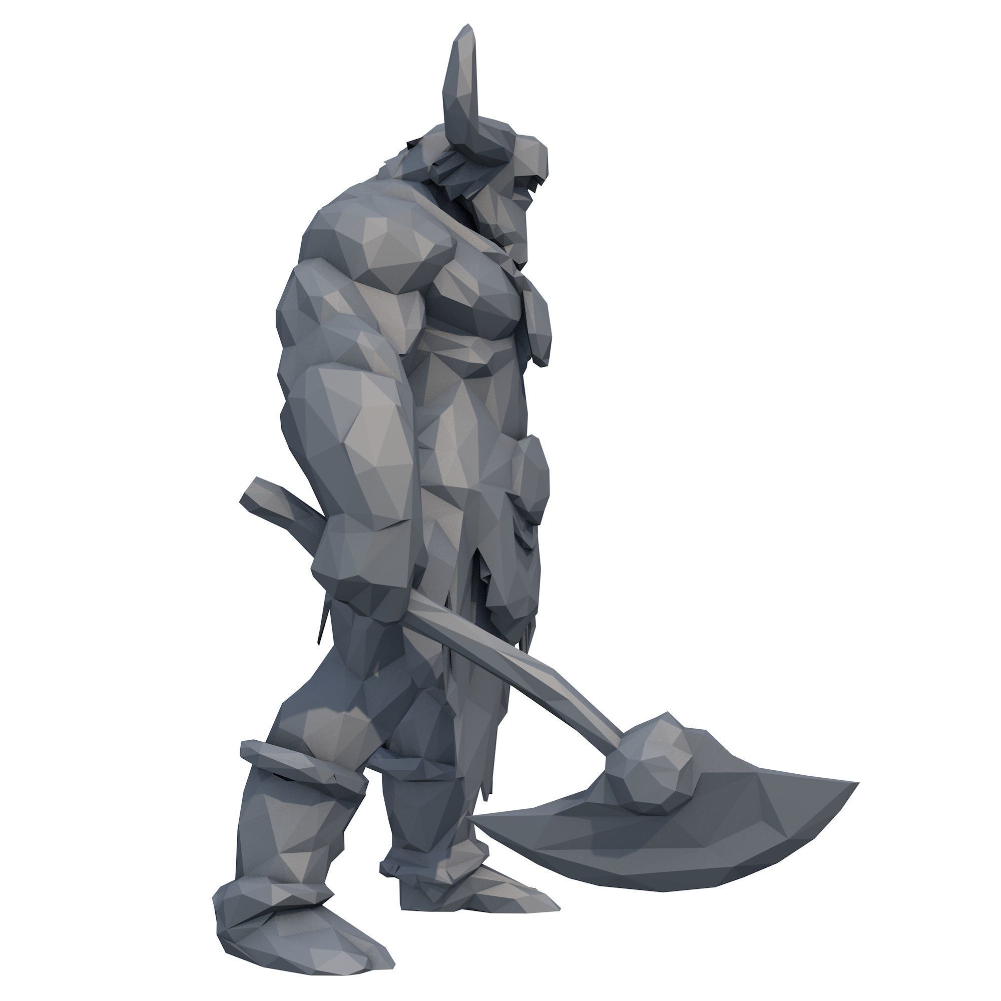 Minotaur Warrior Low Poly 3D print model_2