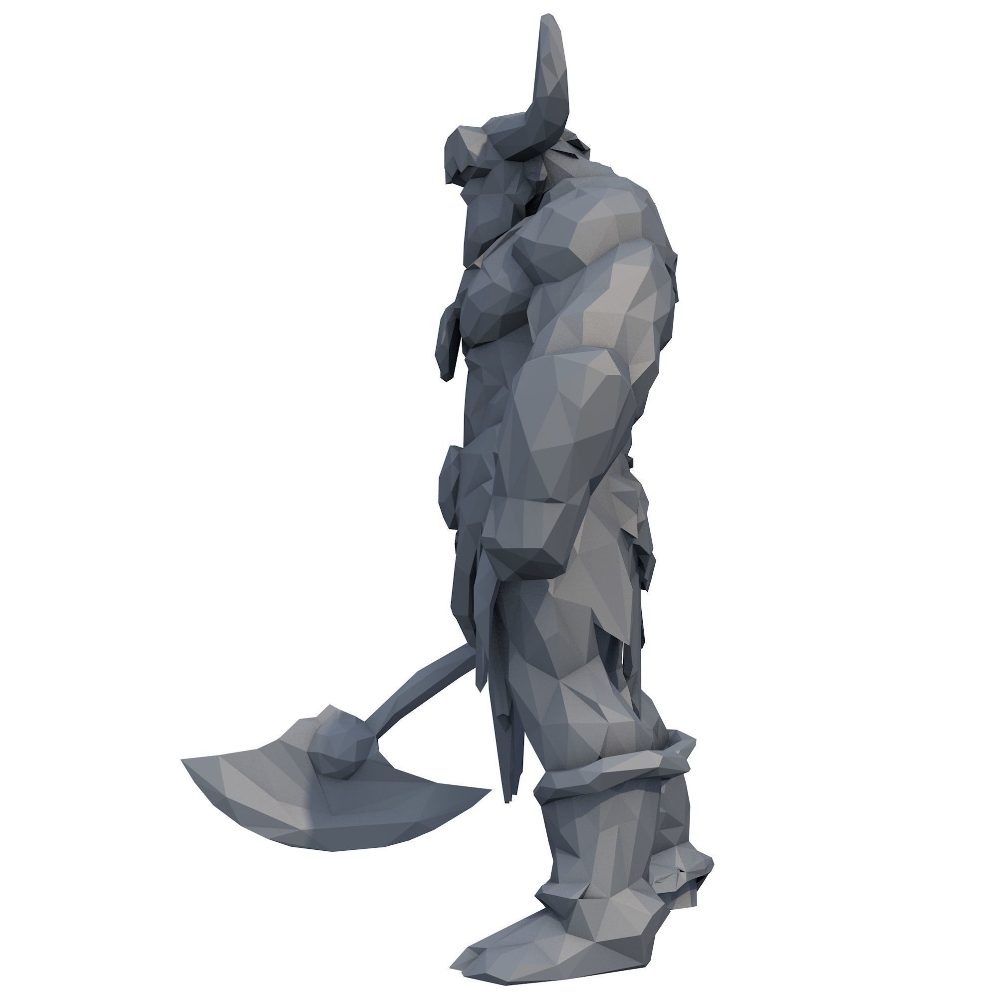 Minotaur Warrior Low Poly 3D print model_5
