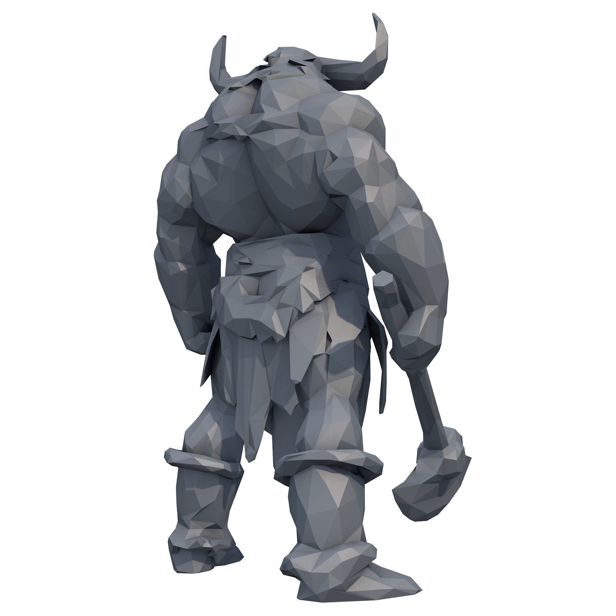 Minotaur Warrior Low Poly 3D print model_3